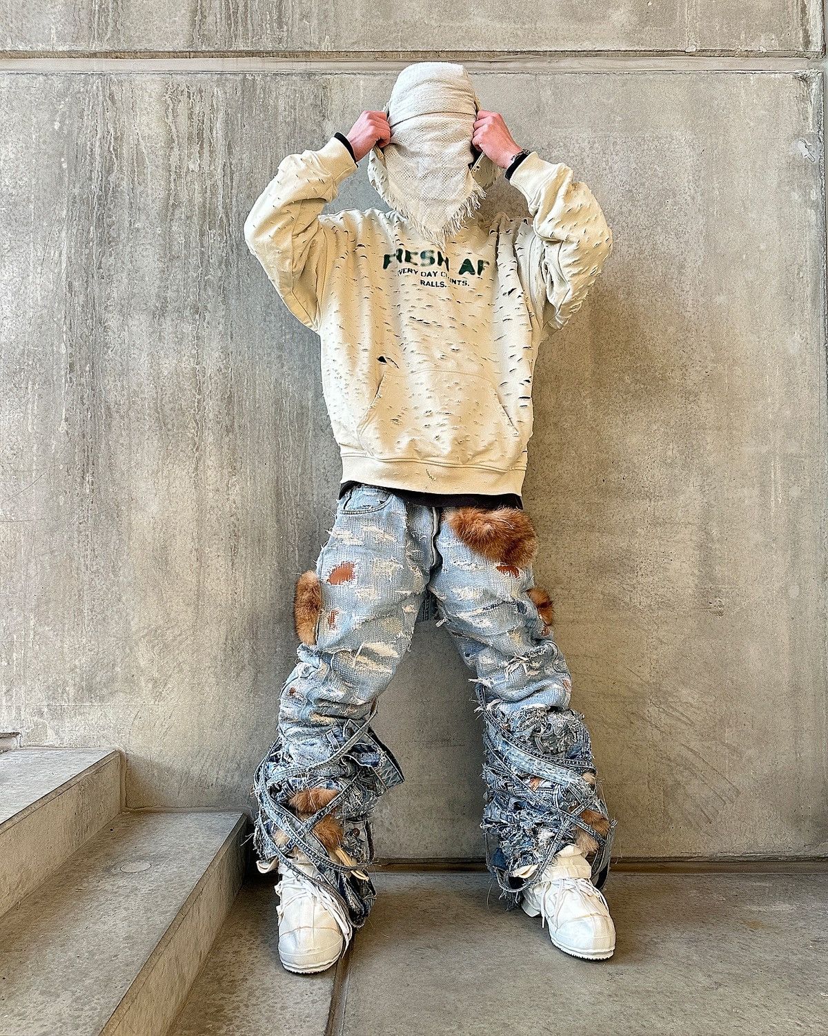 Designer × Levi's Vintage Clothing BLUE PATCHWORK JEANS DENIM XL BORO RIPEM Size US 44 / EU 60 - 1 Thumbnail