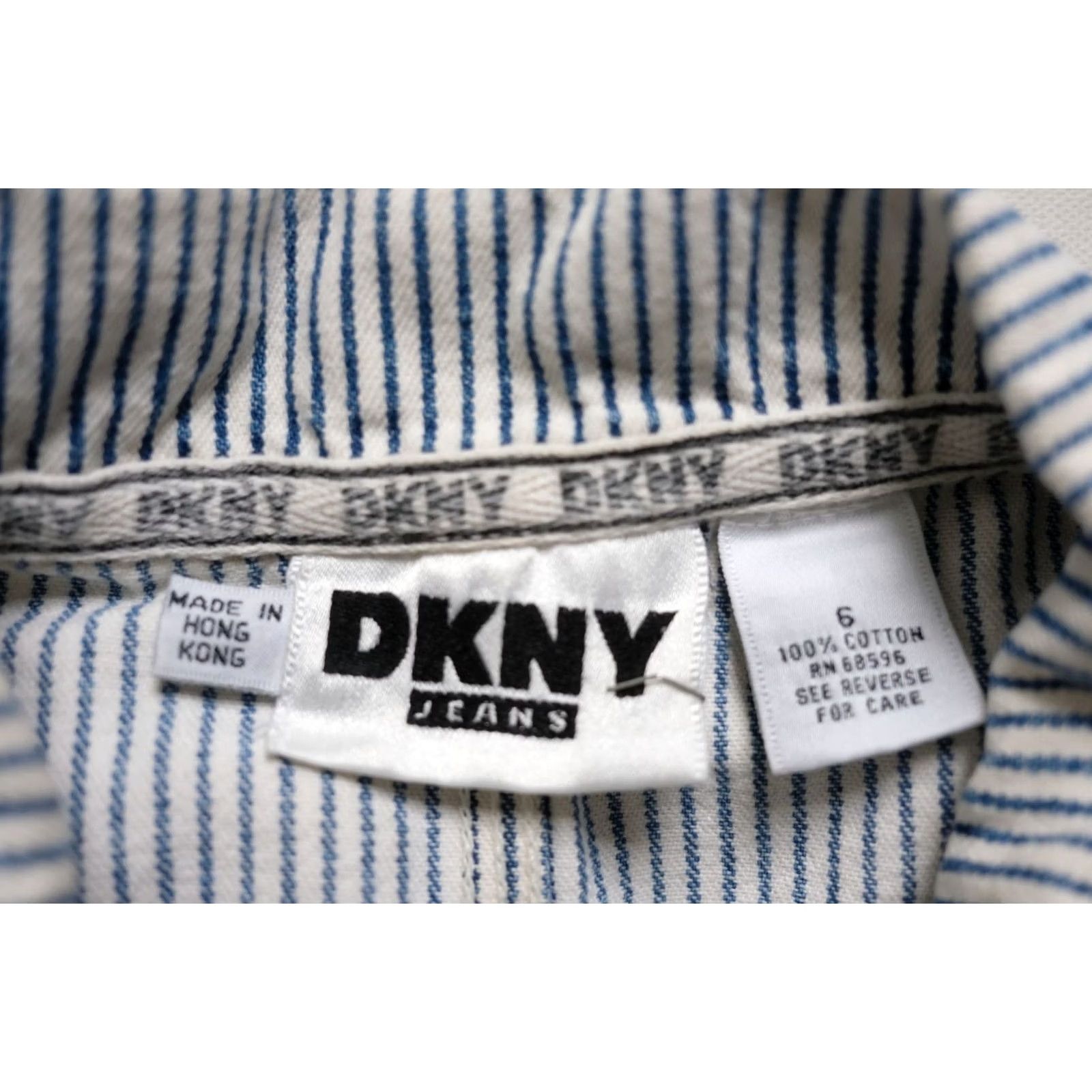 DKNY VINTAGE DKNY Jacket 90s Striped Denim Overcoat Women SZ 6 Blue Railroad Chore Work Long Size M / US 6-8 / IT 42-44 - 7 Thumbnail