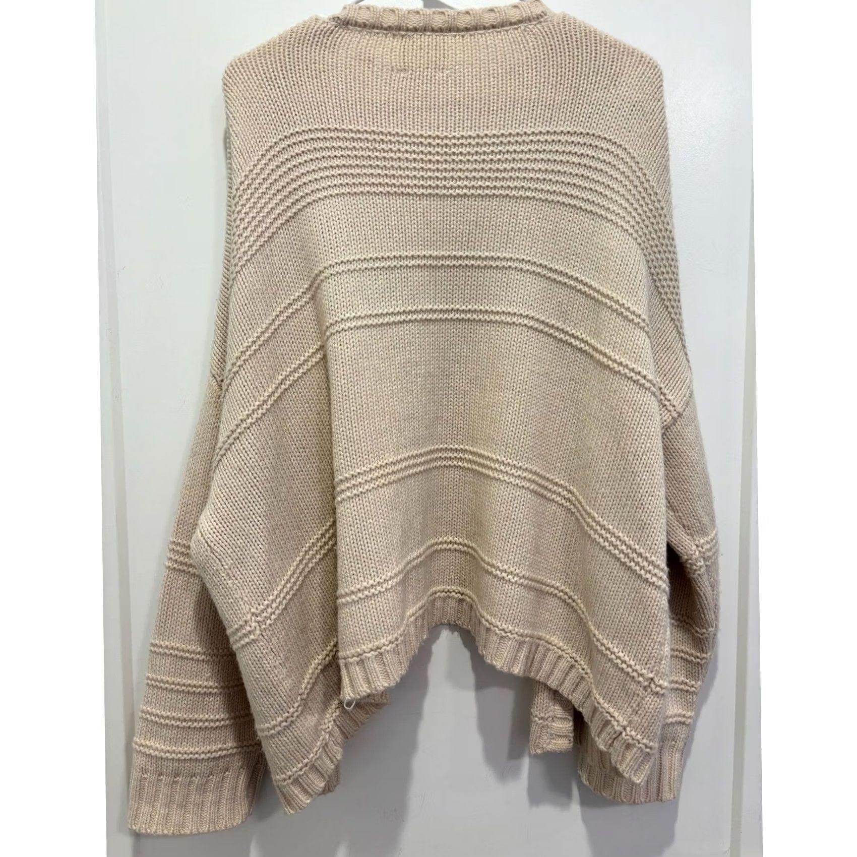 Vintage Harper Heritage Sweater Small Beige Cream Chunky Knit Open Front Cardigan Size S / US 4 / IT 40 - 3 Thumbnail