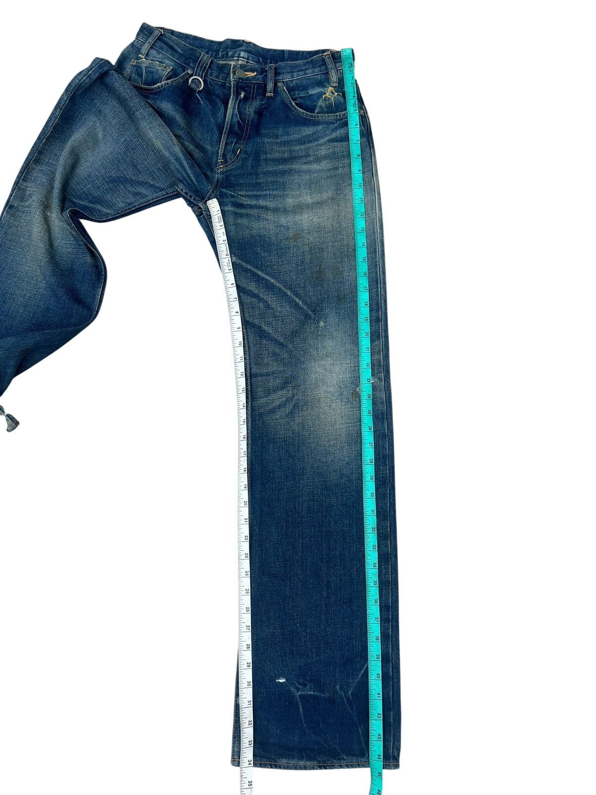 Backbone Vintage BackBone Distress Mud Denim Bootcut Selvedge Jeans Size US 31 - 6 Thumbnail