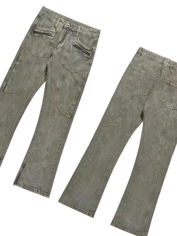 Designer × Japanese Brand Retro Dark Green Heavy Straight Jeans Size US 33 - 5 Thumbnail