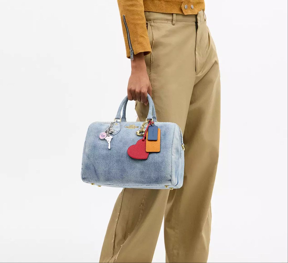 Coach Rowan Large Satchel Bag In Loved Denim With Charms CDY75 Size ONE SIZE - 12 Thumbnail