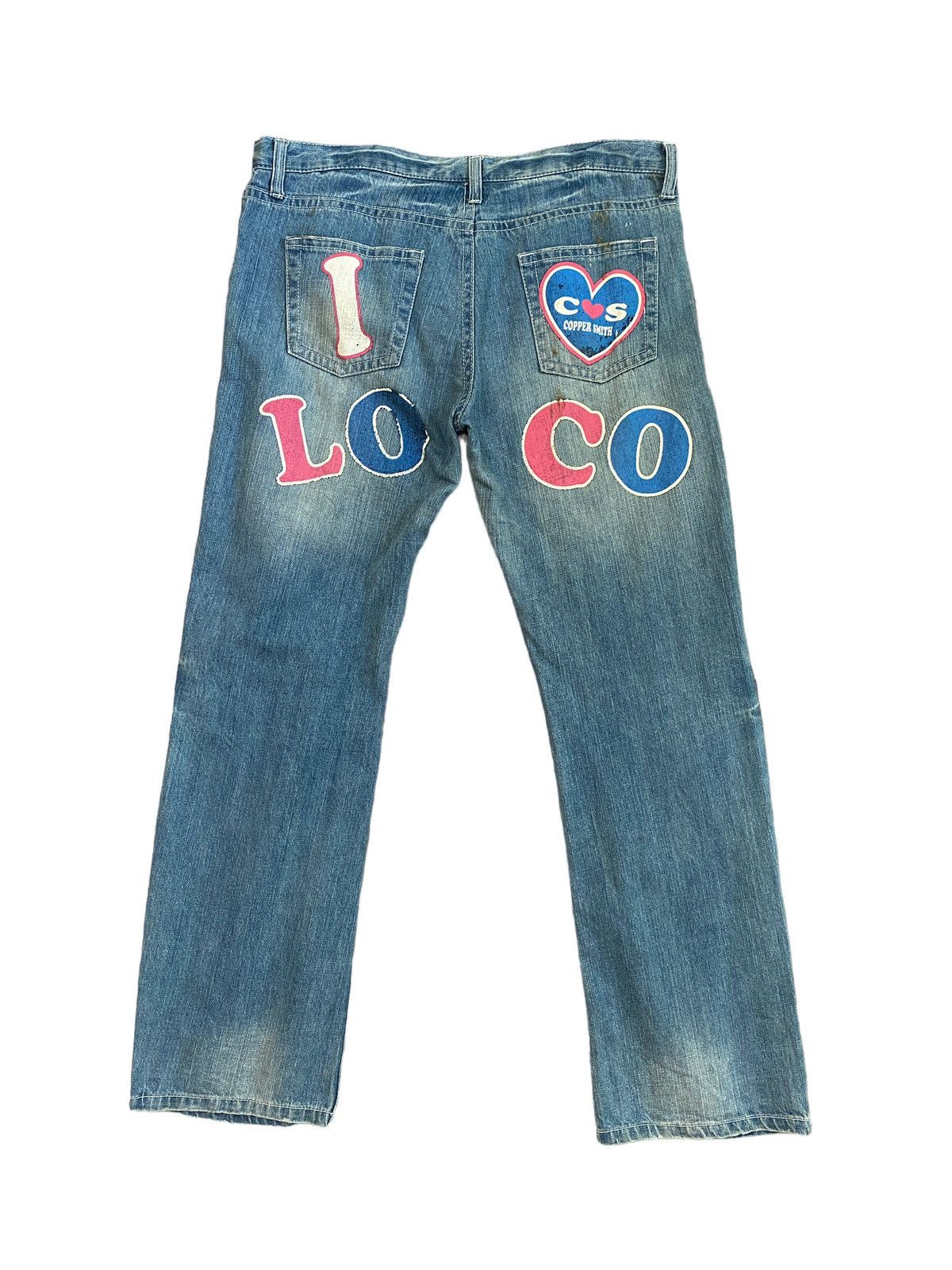 Japanese Brand 🔥 Rare Co & Lu Printed Logo 95 Patches Acid Wash Denim Size US 34 / EU 50 - 2 Thumbnail