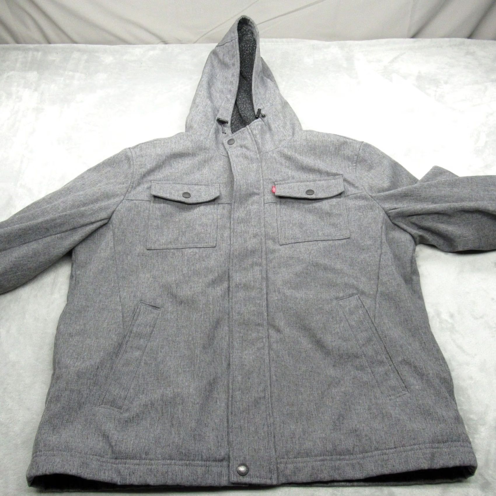 Levi's Levis Jacket Men Large Gray Sherpa Lined Water Resistant Hooded Full Zip Trucker Size US L / EU 52-54 / 3 - 6 Thumbnail