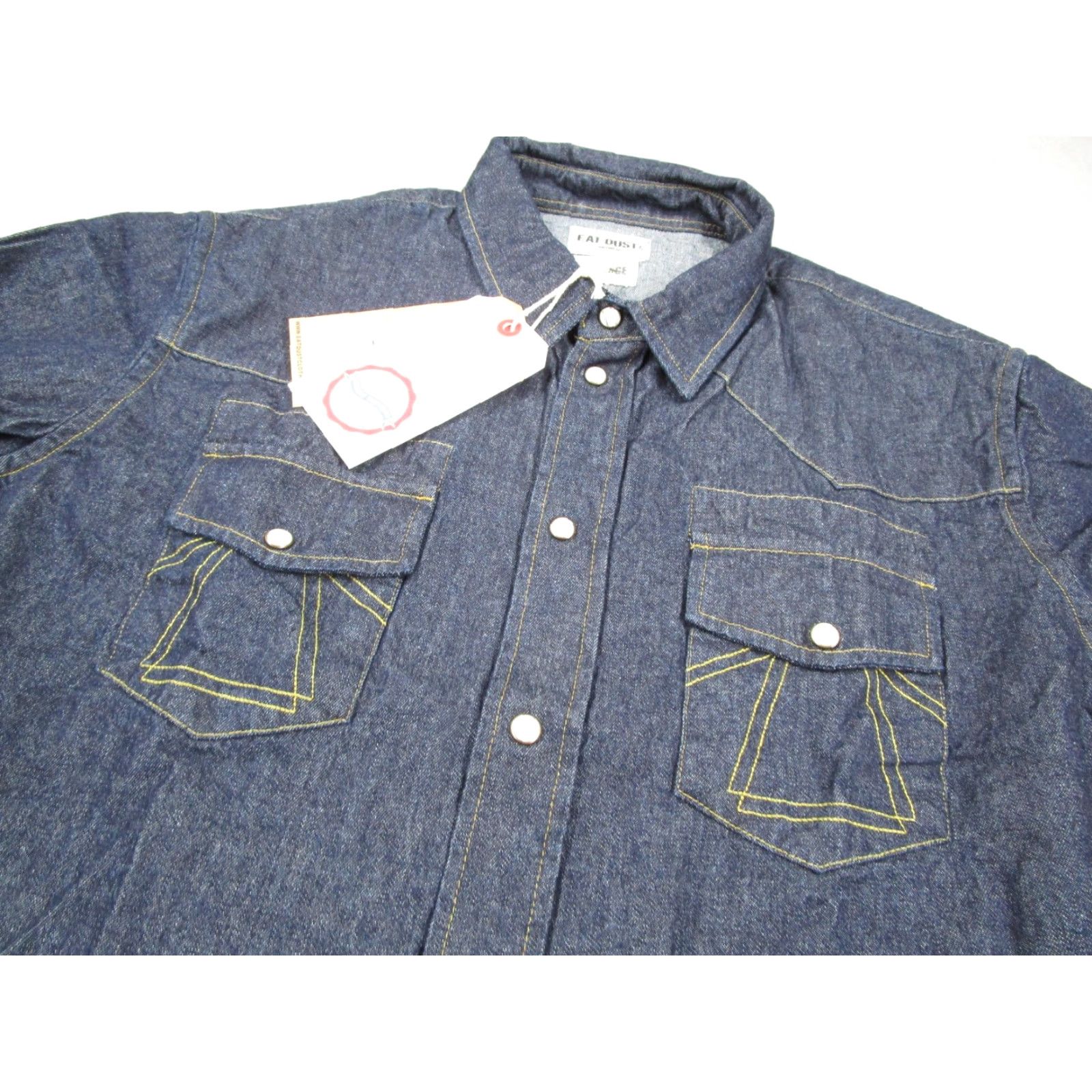 Eat Dust EAT DUST Western Shirt Mens XL Indigo Denim Long Sleeve Pearl Snap Size US XL / EU 56 / 4 - 2 Thumbnail