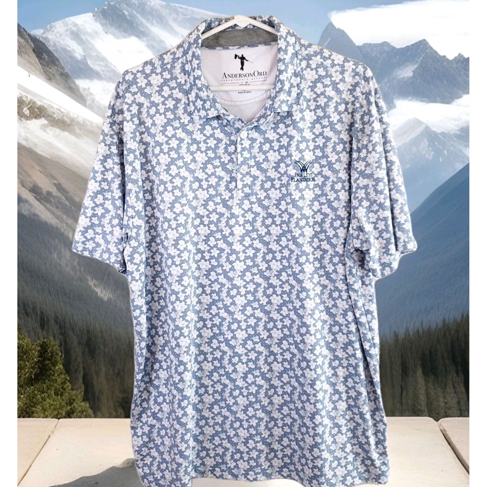 Vintage Anderson Ord Performance Polo Golf Shirt Blue Pink Floral S Sleeve Men’s XL Gray/Blue Pink Floral Embroidered Logo Polo Shirt Men XL Size US XL / EU 56 / 4 - 2 Thumbnail
