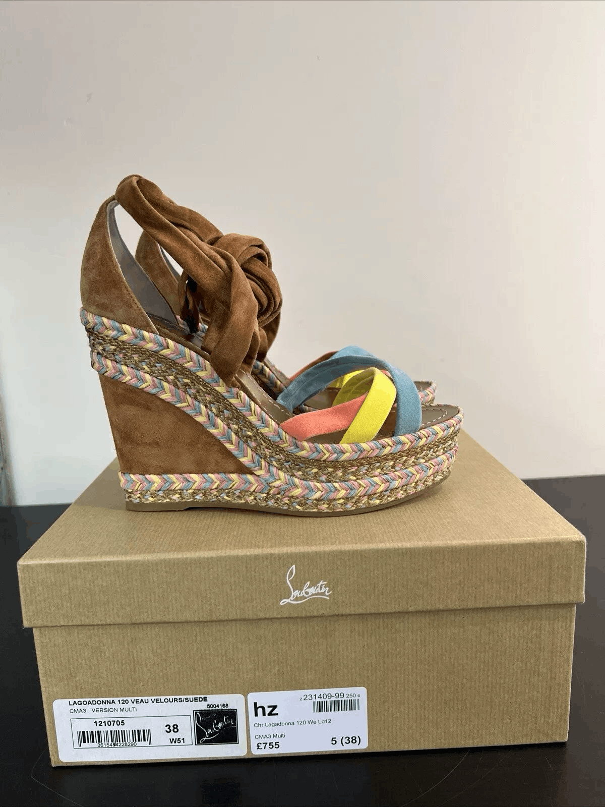 Christian Louboutin Christian Louboutin Lagoadonna 120 Brown Lace Up Platform Size US 7.5 / IT 37.5 - 1 Thumbnail