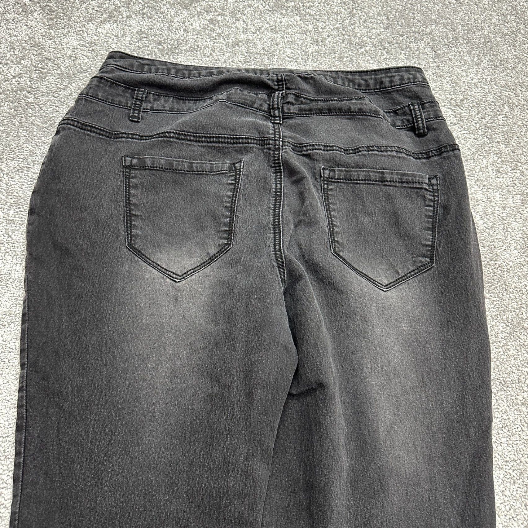 Vintage Ashley Stewart Jeans Women 16 Black Dark Wash Straight High Rise Lightweight Stretch Denim Cotton Blend Size 38" / US 16 / IT 52 - 4 Thumbnail