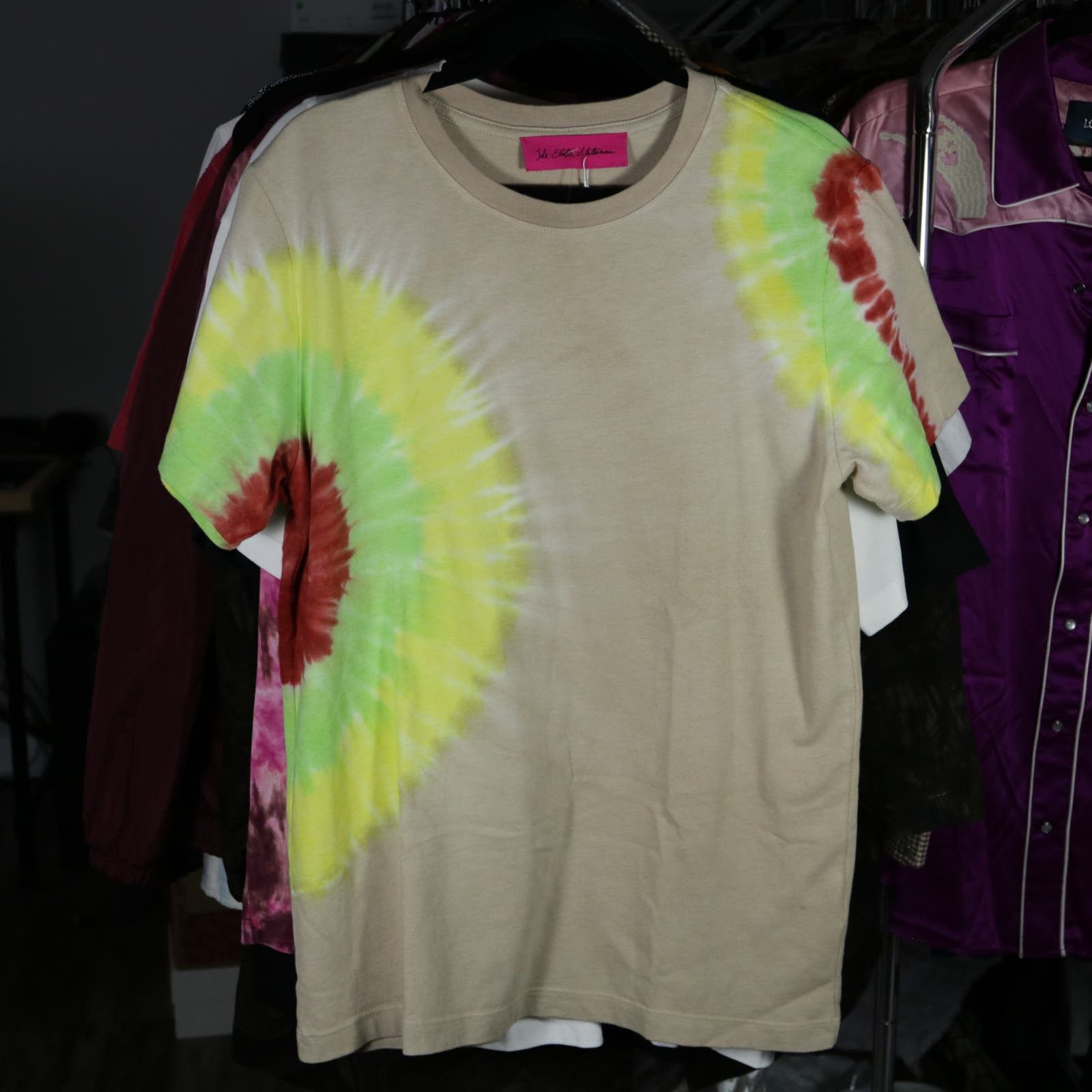 image of The Elder Statesman Magic Rings Super Soft Tie Dye Tshirt in Tan, Men's (Size XS)