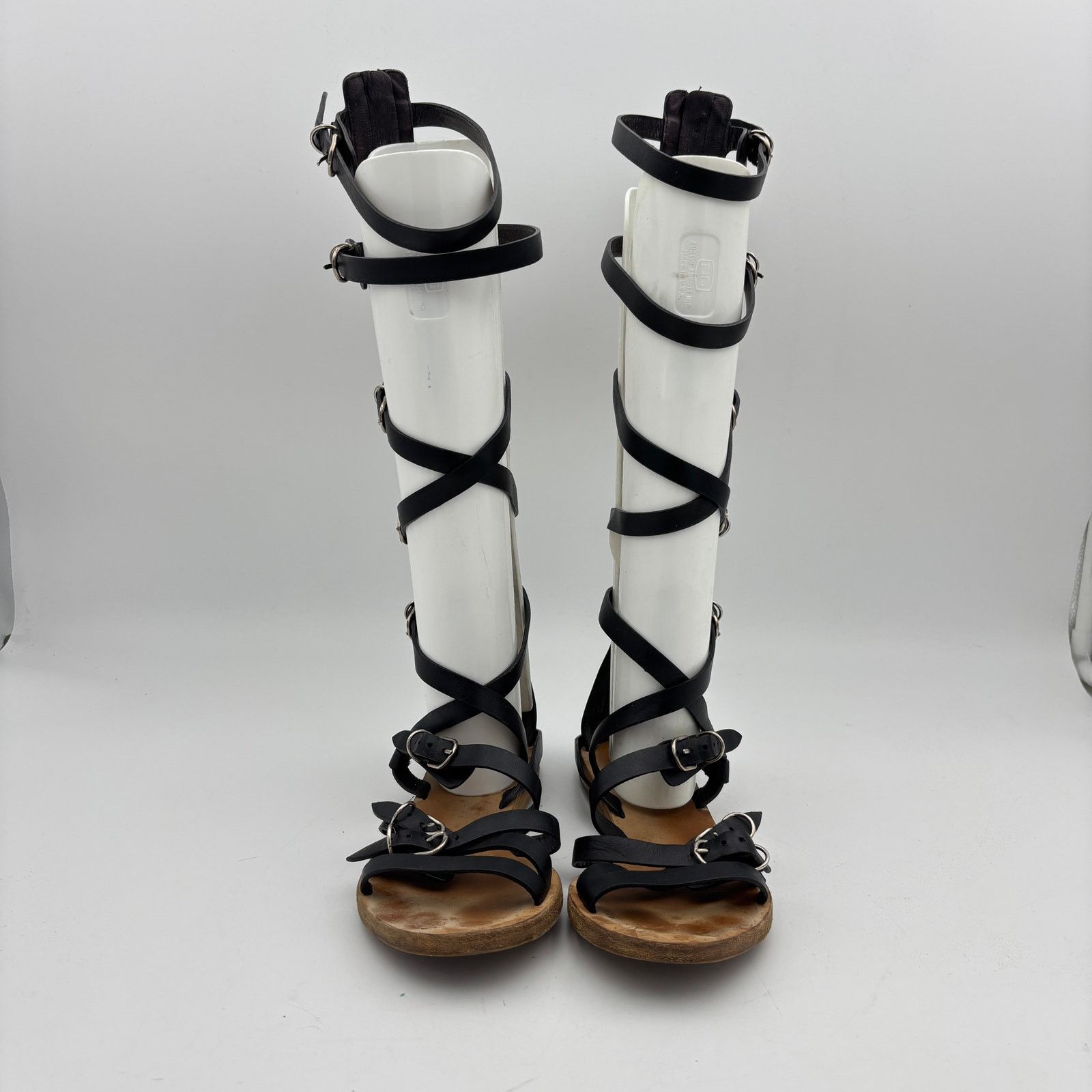 Balenciaga Balenciaga Black Leather Gladiator Papier Sandals Women's 36 Size US 6 / IT 36 - 2 Thumbnail