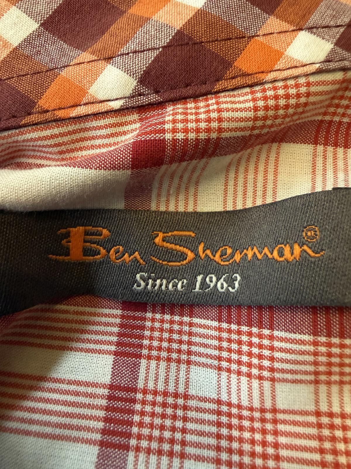 Ben Sherman Ben Sherman Orange and Burgundy Plaid Short Sleeve Button-Up Size US M / EU 48-50 / 2 - 2 Thumbnail