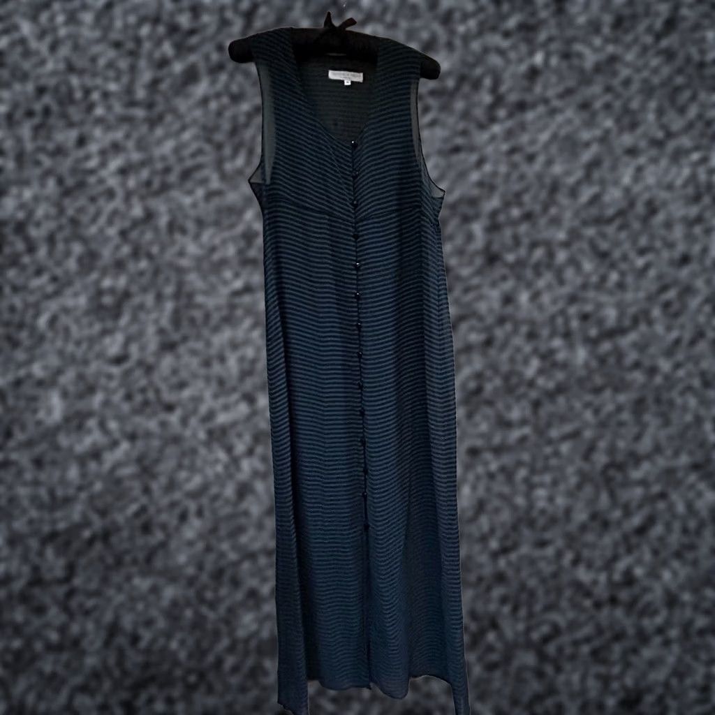 Vintage Victoria Falls by Rena Gill Womens Striped Sleeveless Maxi Dress Small Black Size S / US 4 / IT 40 - 1 Thumbnail