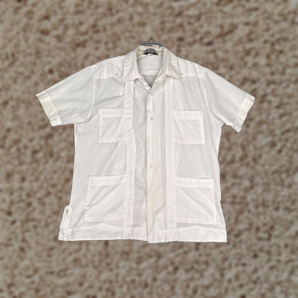 Vintage Weekender Shirt Mens Large White Short Sleeve Guayabera Button Pockets Casual Size US L / EU 52-54 / 3 - 1 Thumbnail