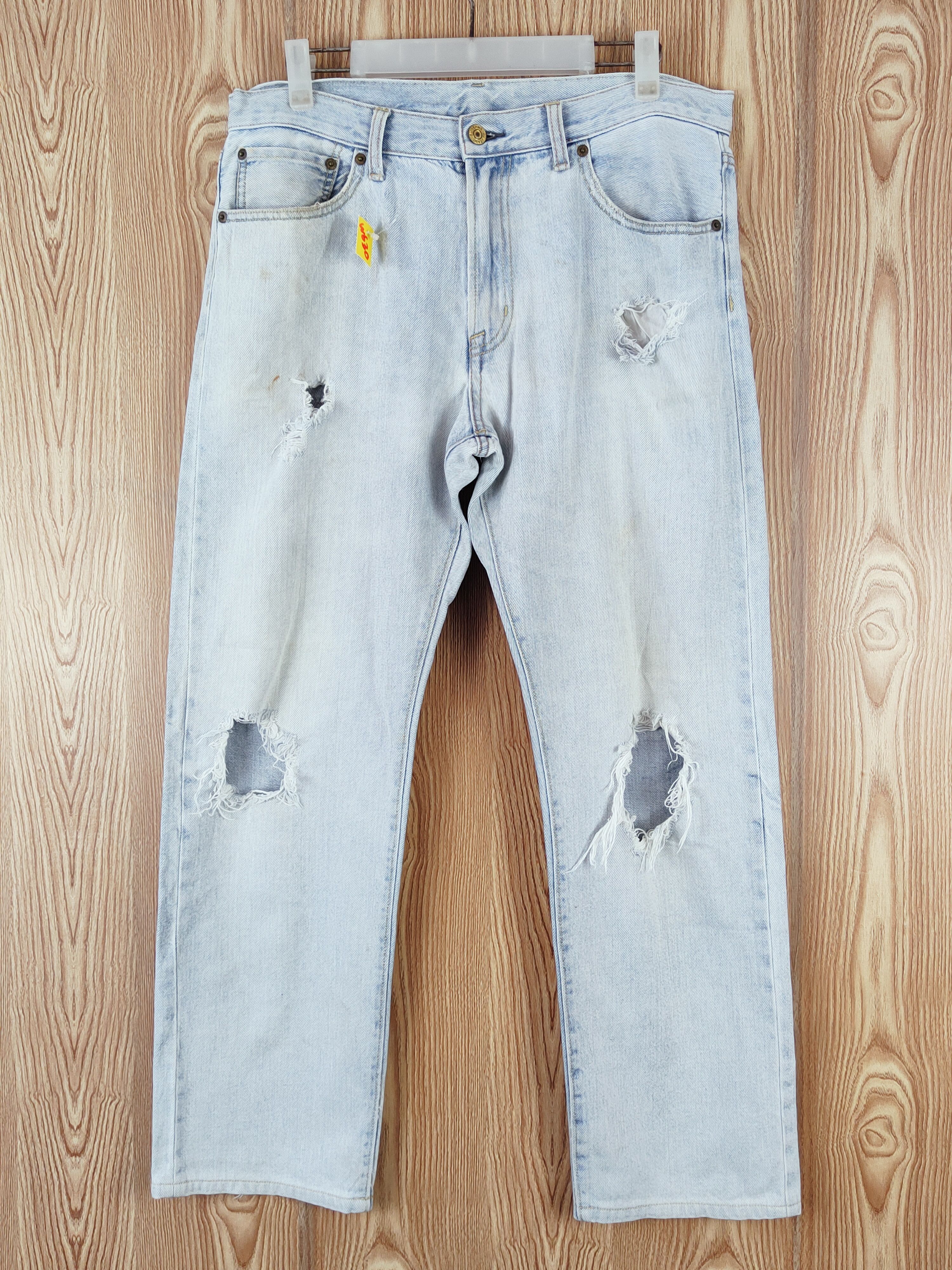 GU GU japan Blue Distressed Ripped Jeans #W630 Size US 33 - 1 Thumbnail
