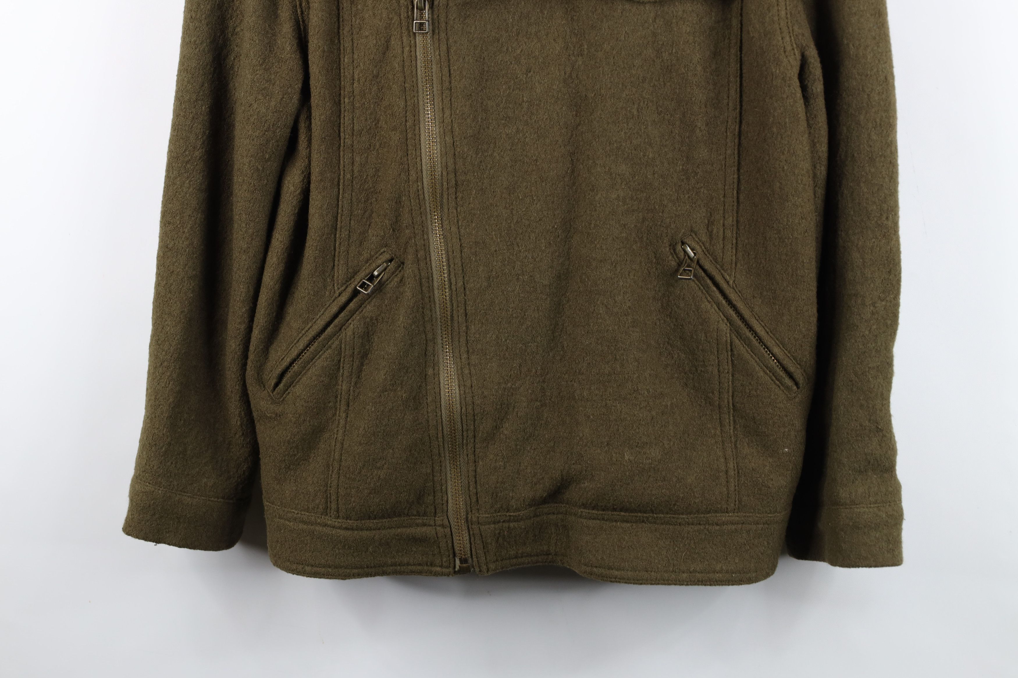 Free People Free People Chic Asymmetrical Zip Wool Bomber Jacket Green Size M / US 6-8 / IT 42-44 - 3 Thumbnail