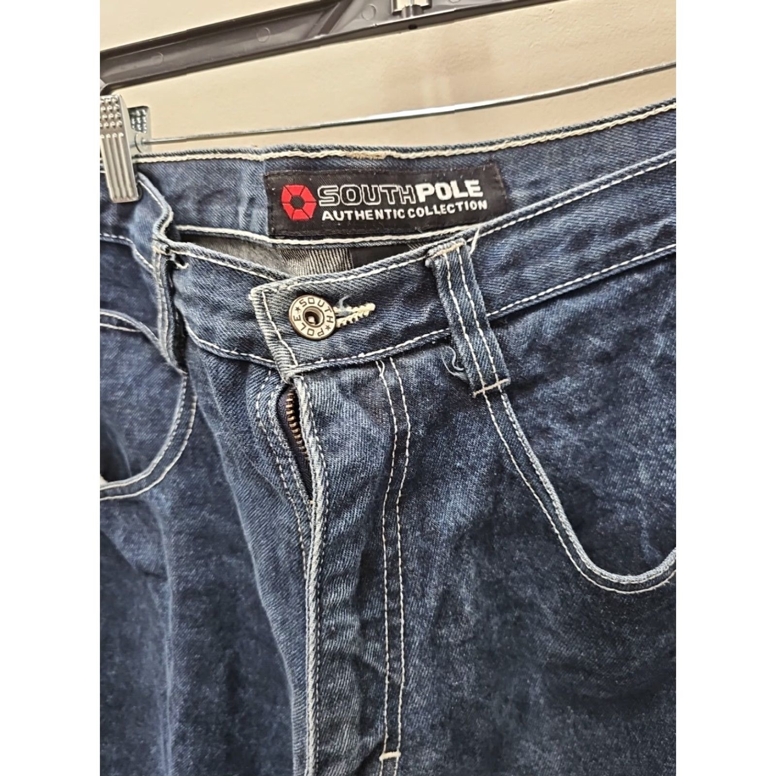 Southpole VINTAGE South Pole Jeans Men 34 Blue Wide-Leg Distressed 35x31 Y2K Baggy Authentic Collection Size US 34 / EU 50 - 6 Thumbnail