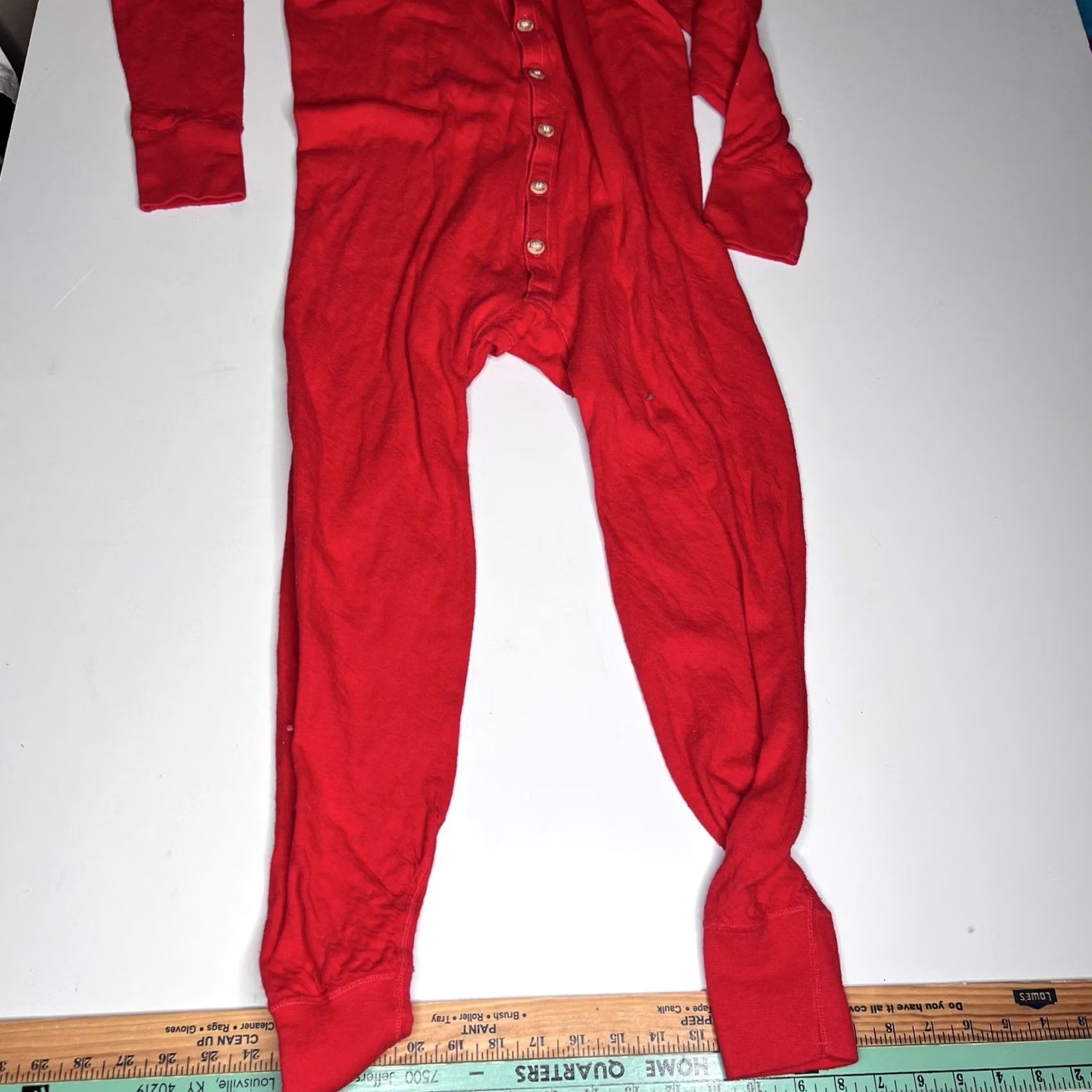 Vintage Duofold Long Johns Mens Small Red Thermal Union Suit One Piece USA Base Layer Size 36R - 7 Thumbnail