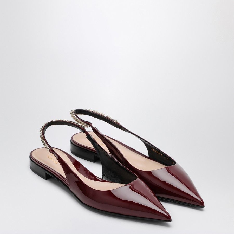 Gucci o1d2blof0824 Ballerina Signorina Patent Leather in Burgundy Size US 8.5 / IT 38.5 - 2 Thumbnail