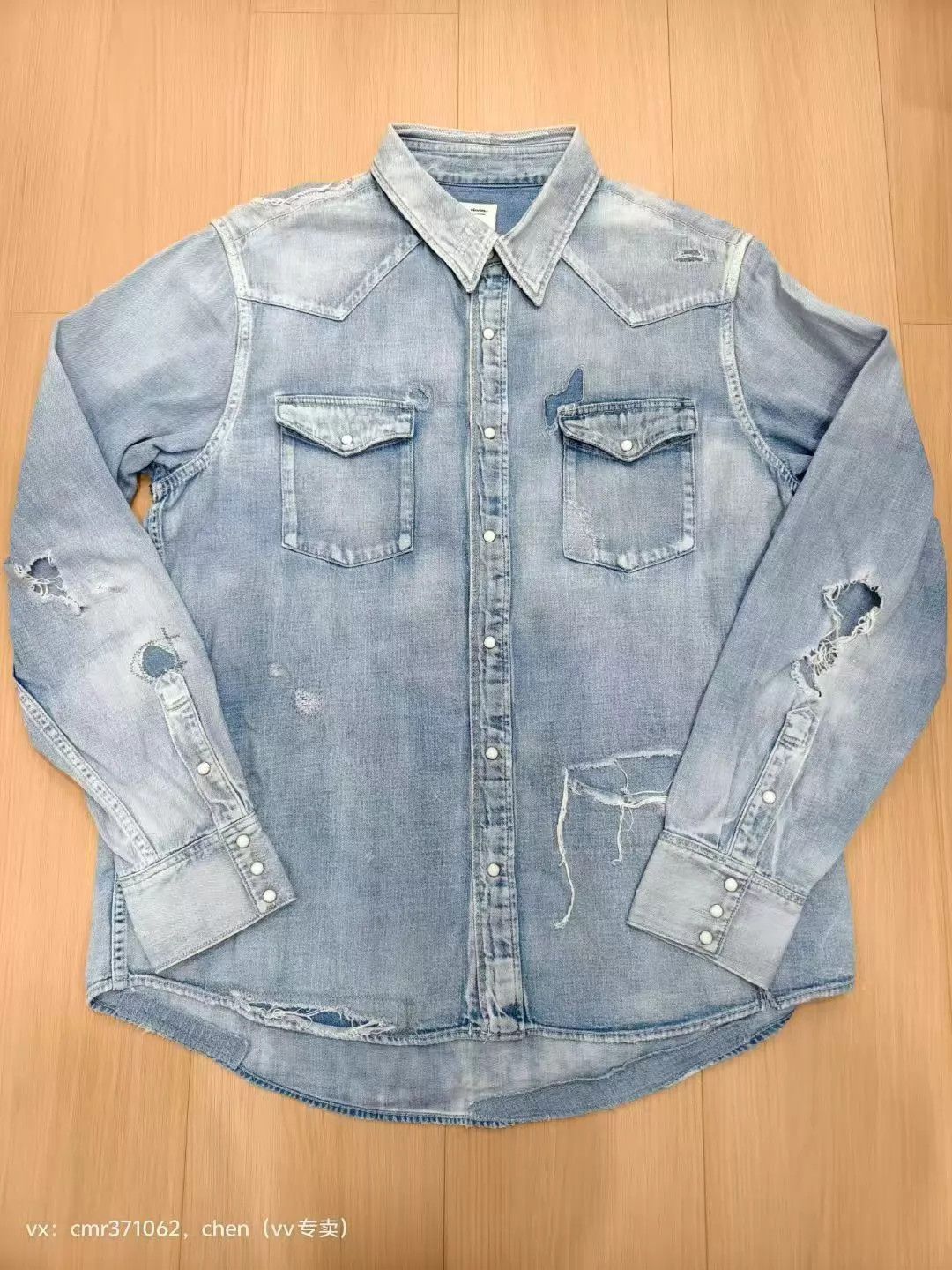 Visvim Distressed Blue Denim Button-Up Shirt Size US L / EU 52-54 / 3 - 1 Thumbnail