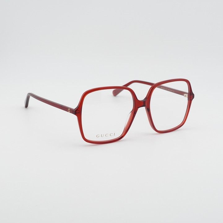 Gucci Gucci GG1003O 011 Eyeglasses Shiny Transparent Red 53mm Size ONE SIZE - 4 Thumbnail