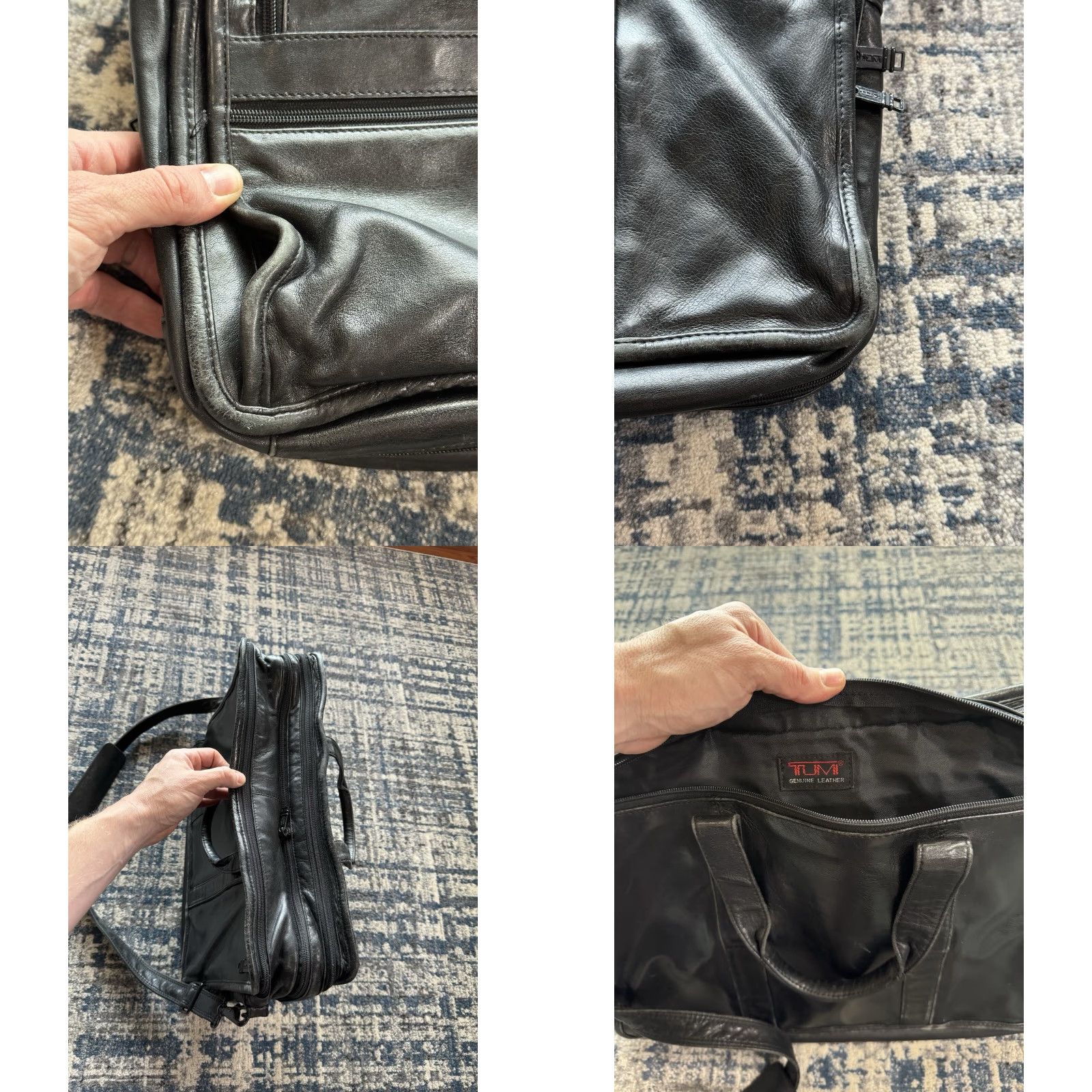 Tumi VINTAGE Tumi Alpha Briefcase Black Napa Leather 17x13x4 Men Large 90s Designer Patina Attaché Bag Size ONE SIZE - 9 Thumbnail
