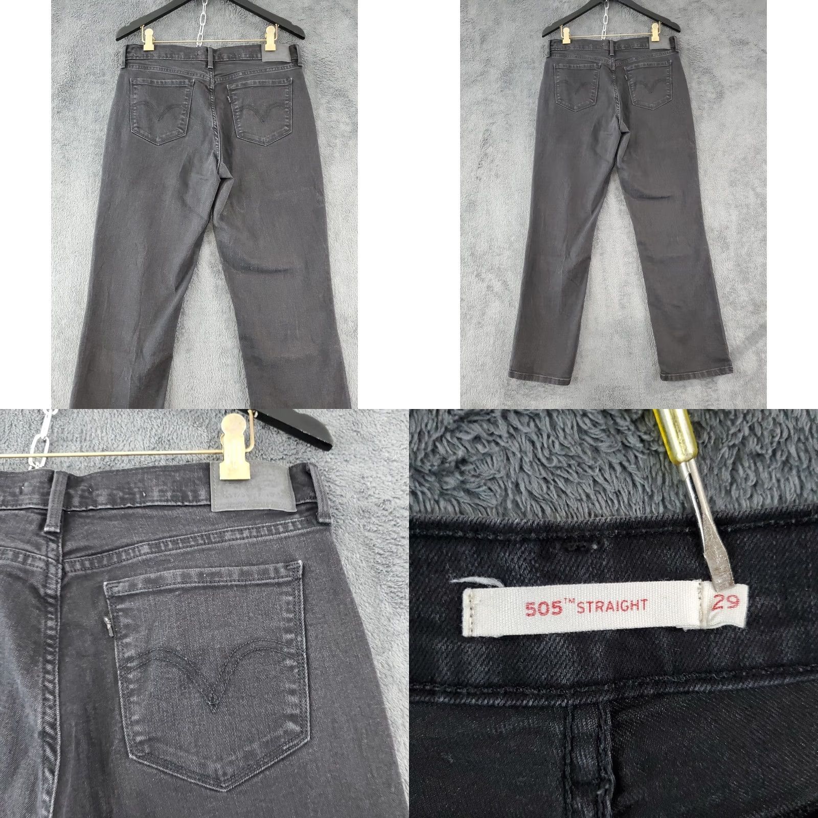 Levi's Levi's 505 Straight Jeans Womens Black Denim Mid Rise Dark Wash Size 29 Black/Denim Jeans Women 505 Straight Menus Womens Size 29" - 8 Thumbnail