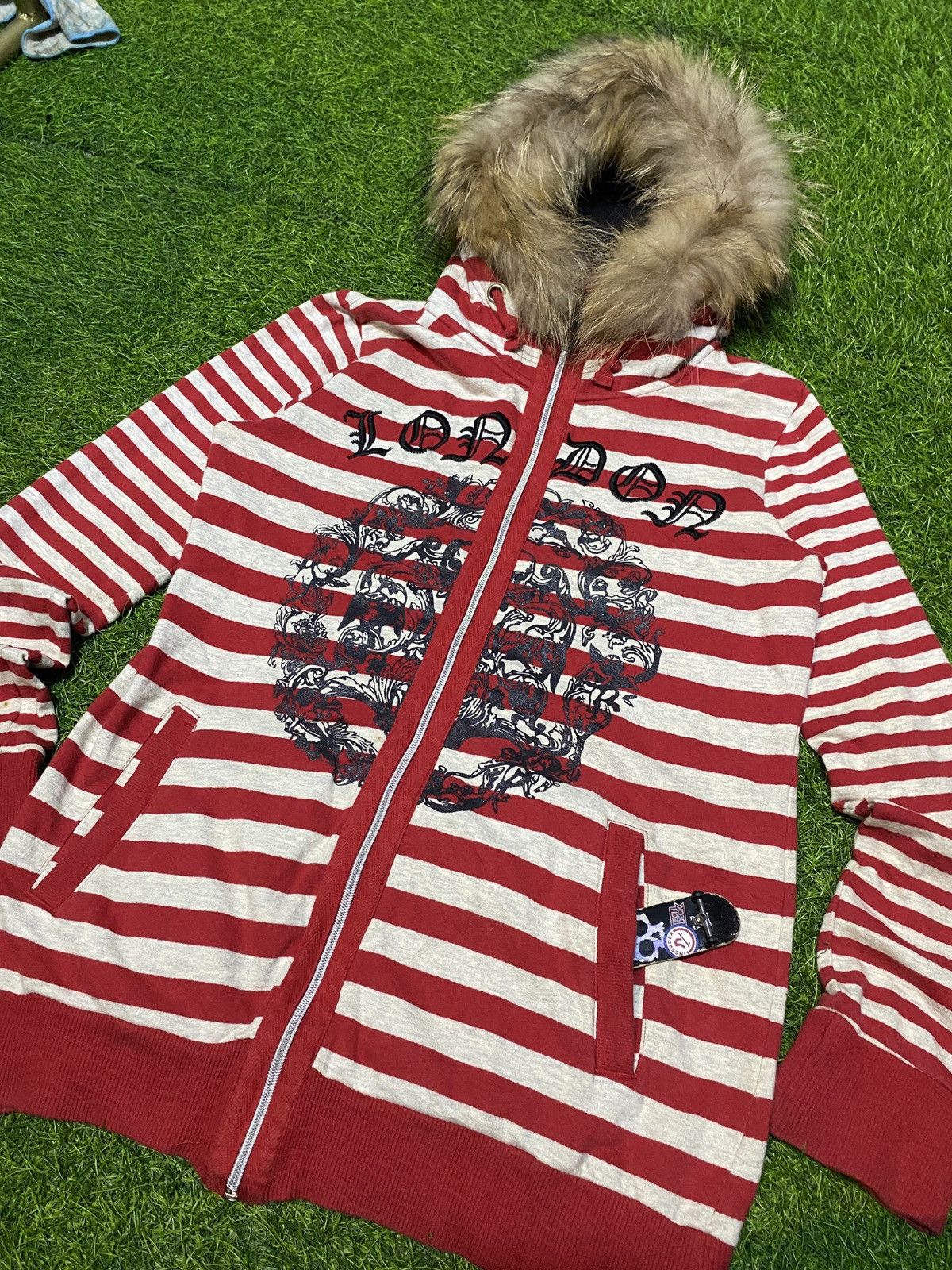 Beauty Beast × If Six Was Nine × Le Grande Bleu (L.G.B.) CRUX FUR HOODIE STRIPE IFSIX LGB STYLE ❤️‍🔥 Size US M / EU 48-50 / 2 - 4 Thumbnail