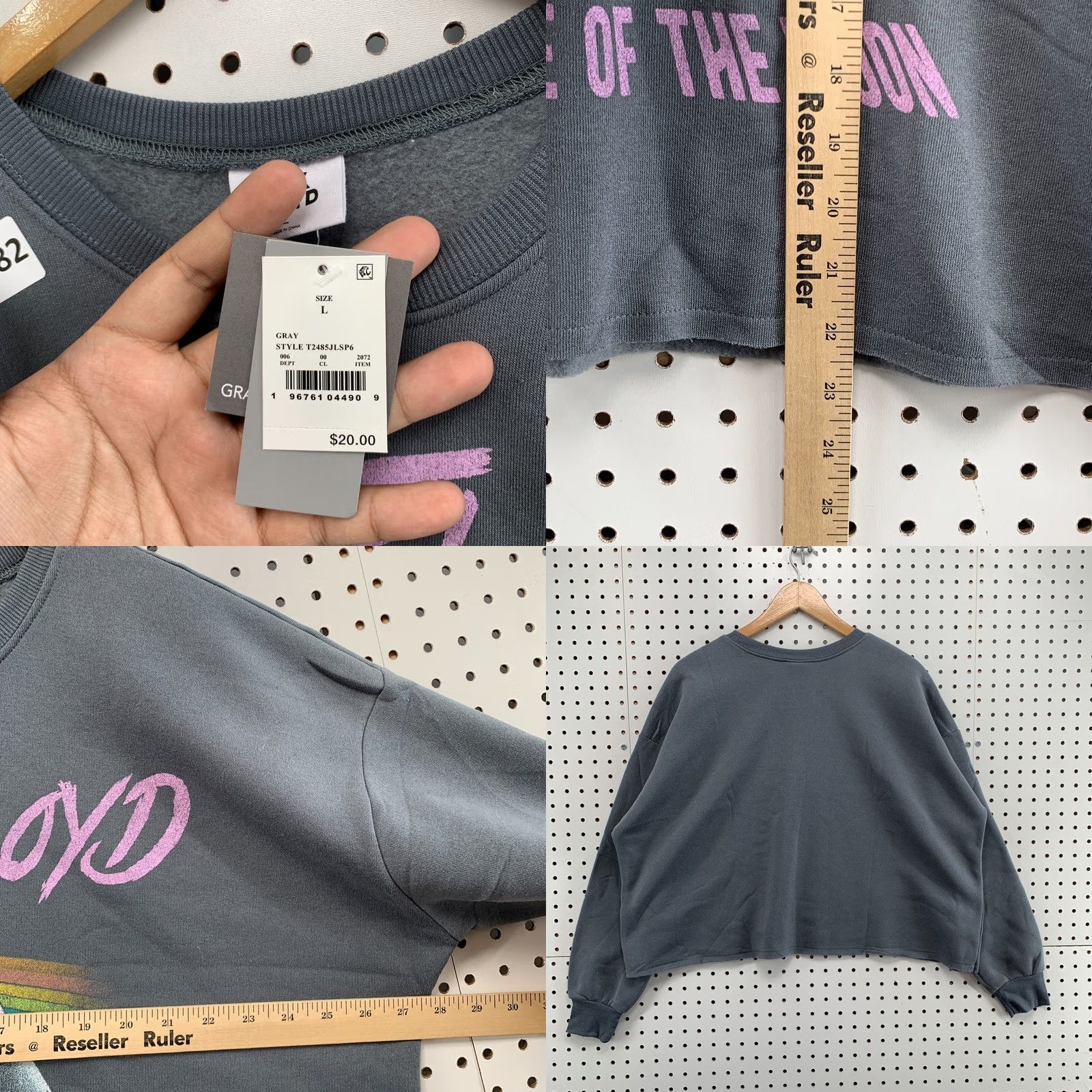 Vintage Pink Floyd Sweatshirt Gray Womens L Crew Neck Pullover NWT 28x22.5 Crewneck Sweatshirt Pullover Dark Gray 90s Concert Merch Womens Size L / US 10 / IT 46 - 9 Thumbnail