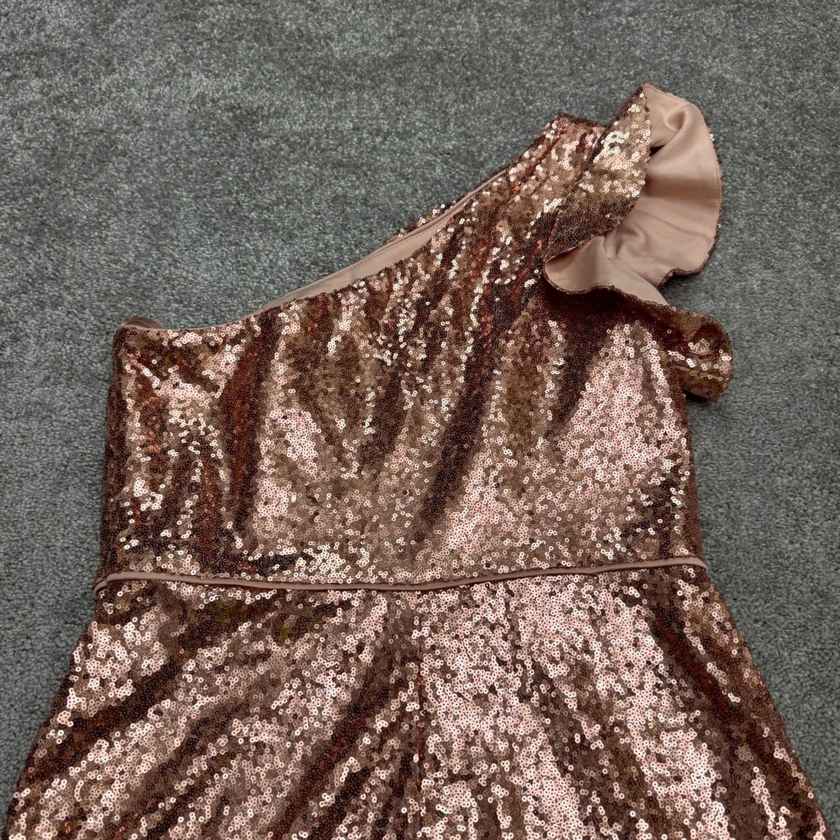 Mac Duggal Mac Duggal Womens One Shoulder Sequin Midi Dress Size 10 Rose Gold Size L / US 10 / IT 46 - 4 Thumbnail