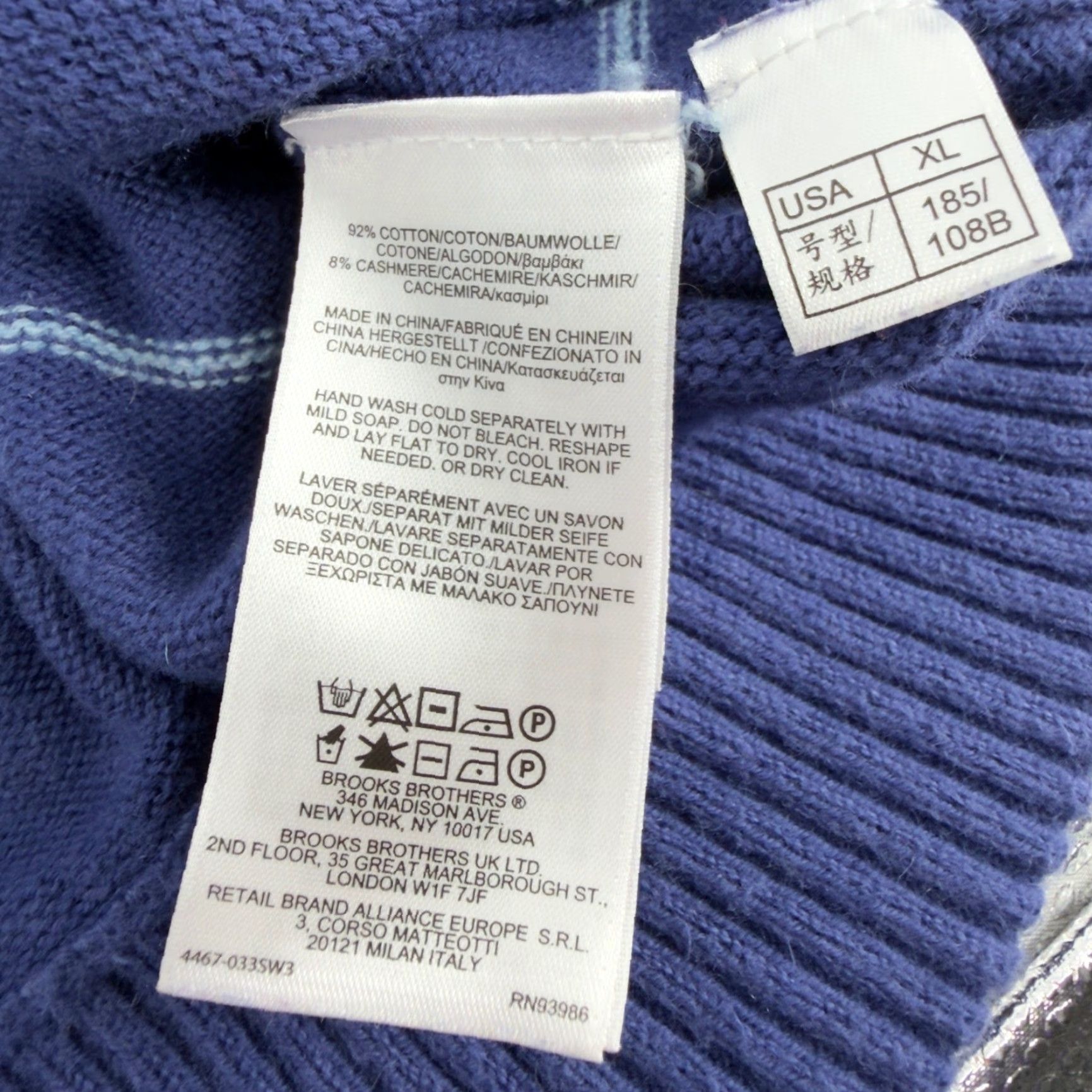 Brooks Brothers Brooks Brothers 346 Mens XL Blue Striped Cotton Cashmere Zip Sweater 1/4 Zip Long Sleeve Casual Pullover Mens Size US XL / EU 56 / 4 - 5 Thumbnail