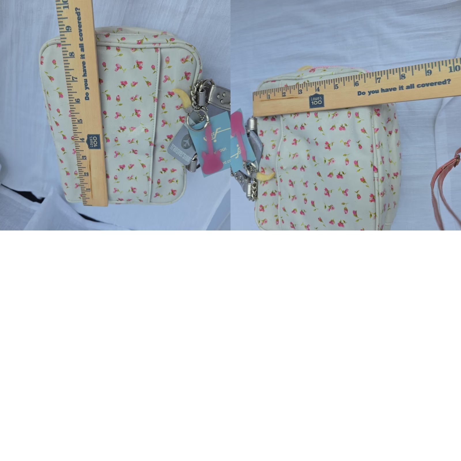 Vintage Y2kTransversion Wallet Wristlet Womens White Floral Rose Studded Key Ring Size ONE SIZE - 8 Thumbnail
