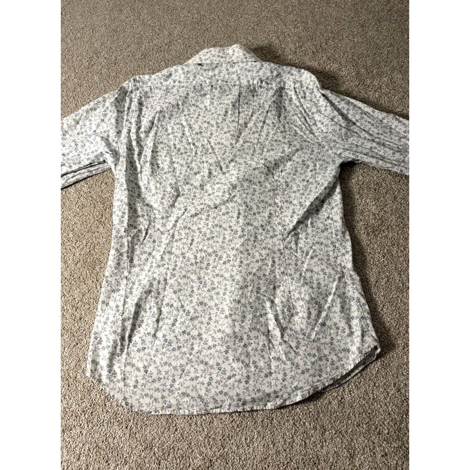 Express Express Shirt Mens Small White Floral Fitted Button Up Casual Long Sleeve Cotton Size US S / EU 44-46 / 1 - 6 Thumbnail