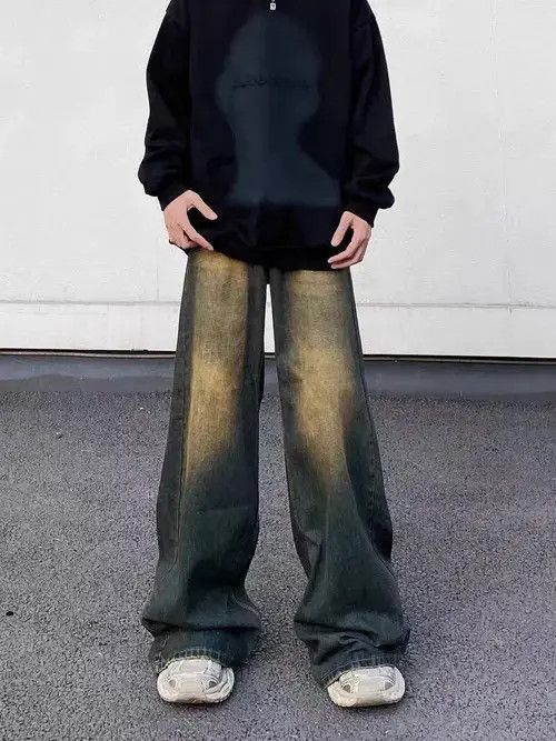 Other Retro distressed gradient grunge wide leg jeans Size US 32 / EU 48 - 1 Thumbnail