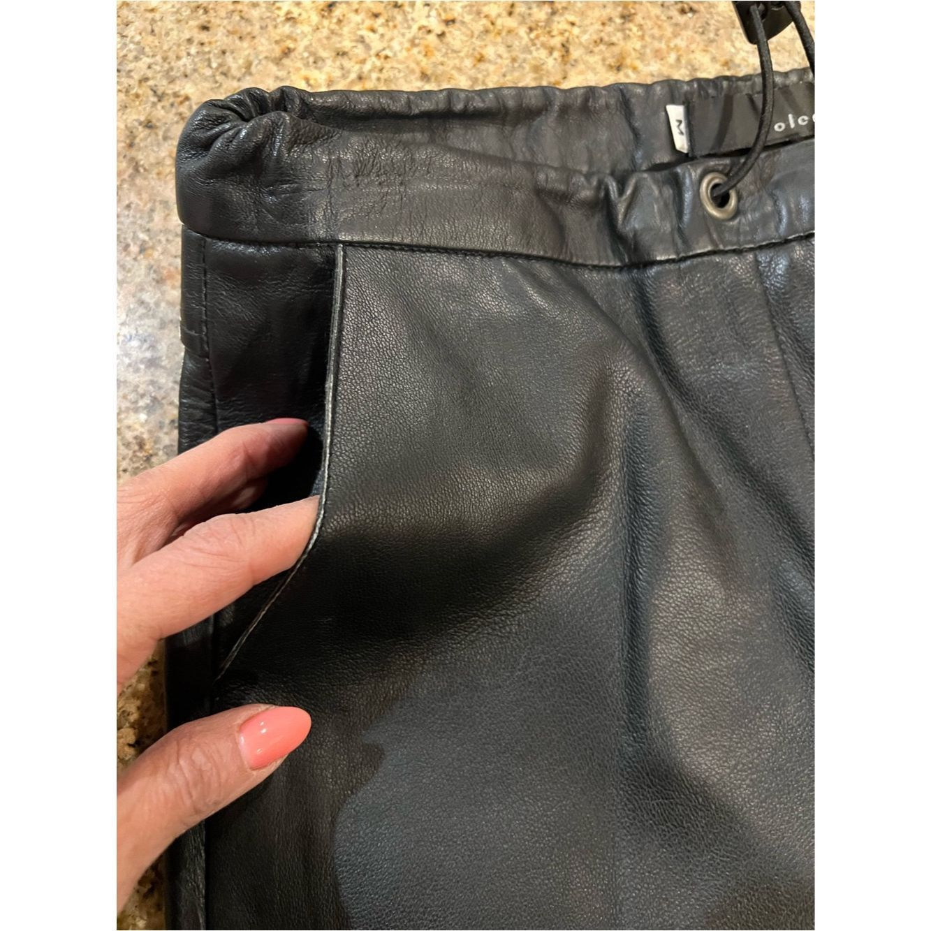 Other Poleci Black Leather Pants Sample Piece High Rise Wide Leg Size 27" / US 4 / IT 40 - 5 Thumbnail