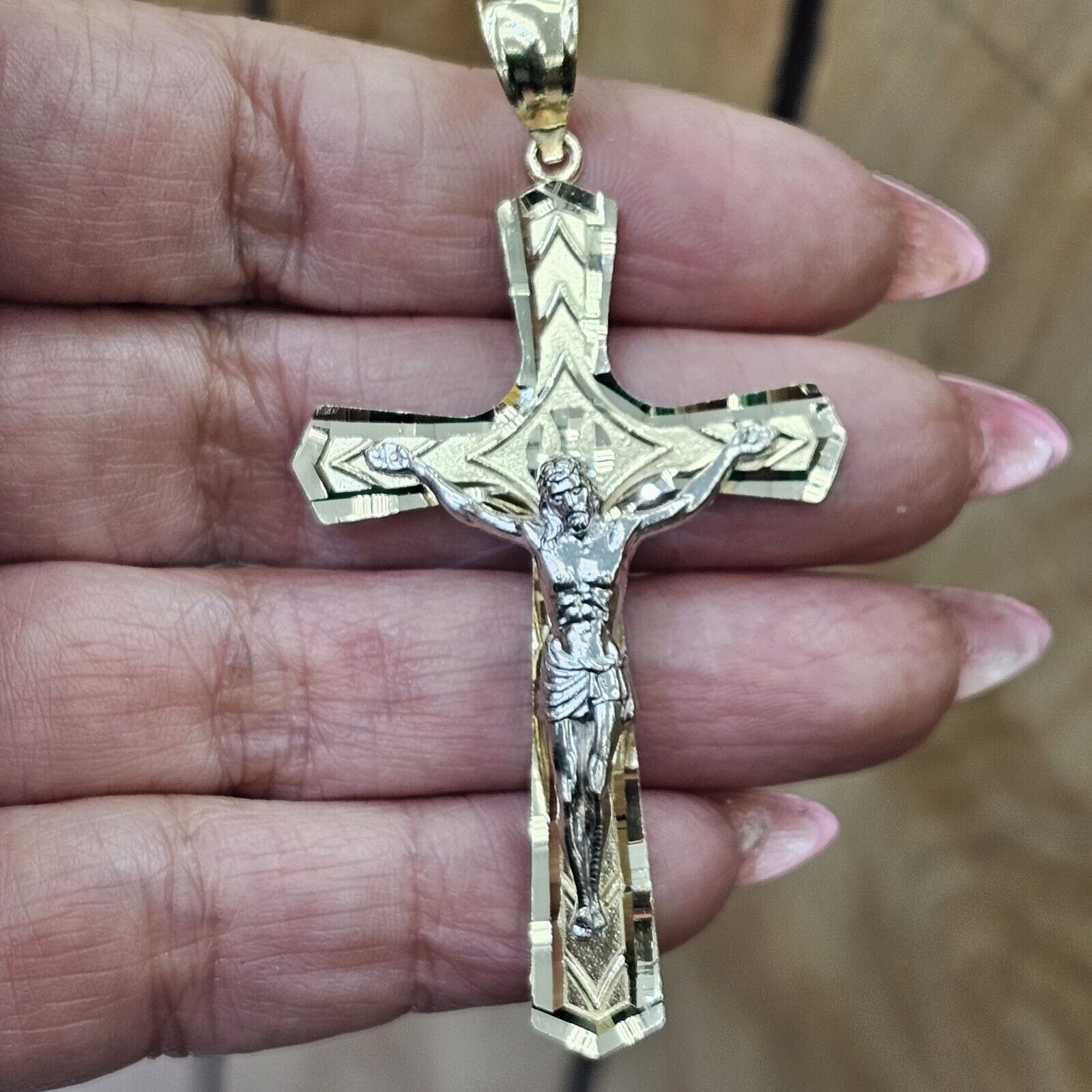 Other Big Two tone 14k Gold Jesus Crucifix Cross Pendant Size ONE SIZE - 6 Thumbnail