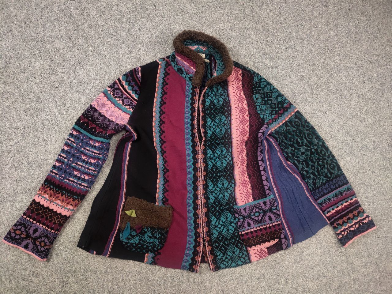 Dale Of Norway Ivko Design Knit handwritten Jacquard Zip Jacket Pleated Size XL / US 12-14 / IT 48-50 - 7 Thumbnail