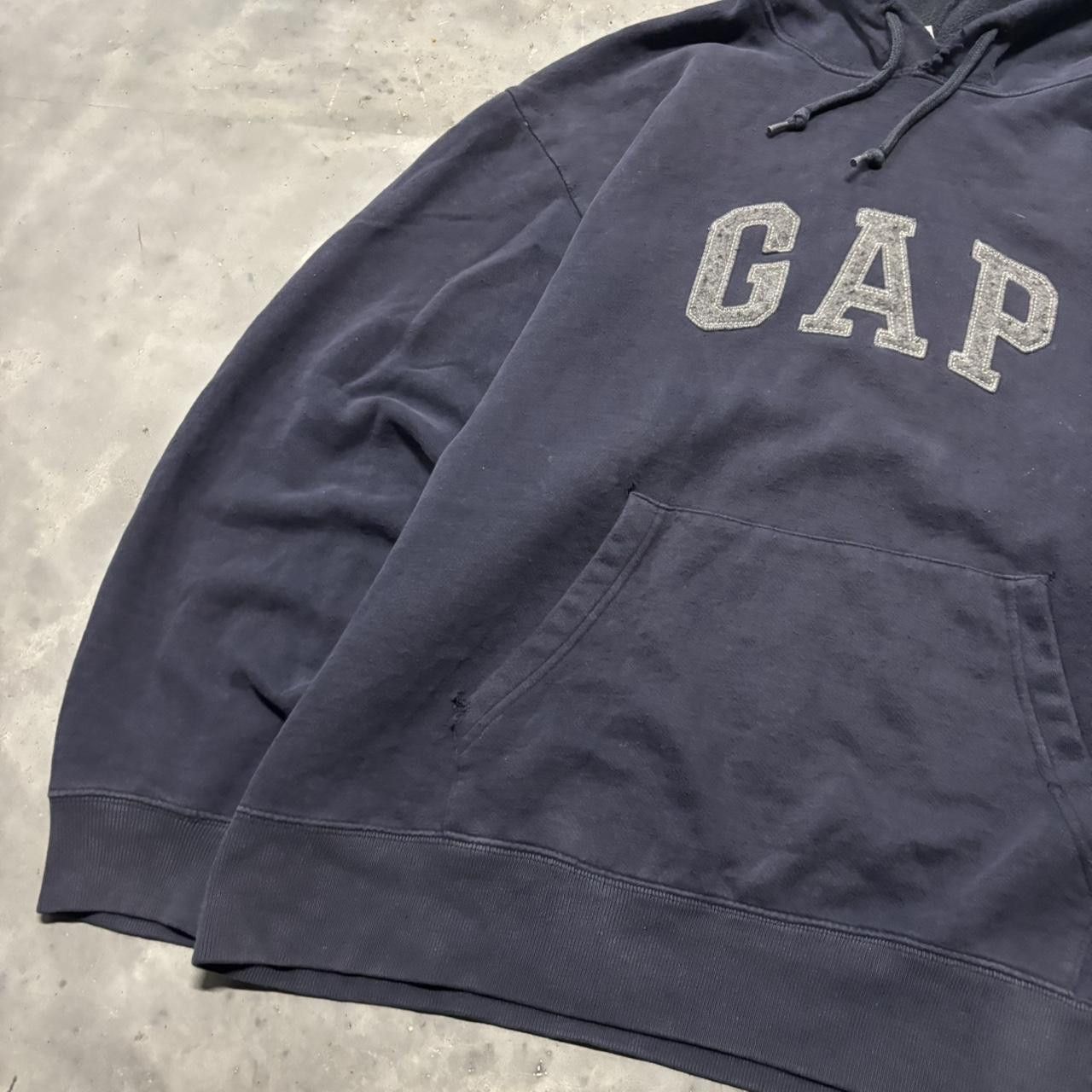 Gap × Vintage Crazy Vintage Y2K/2000s Faded Navy Blue Gap Boxy Hoodie! Size US XL / EU 56 / 4 - 3 Thumbnail