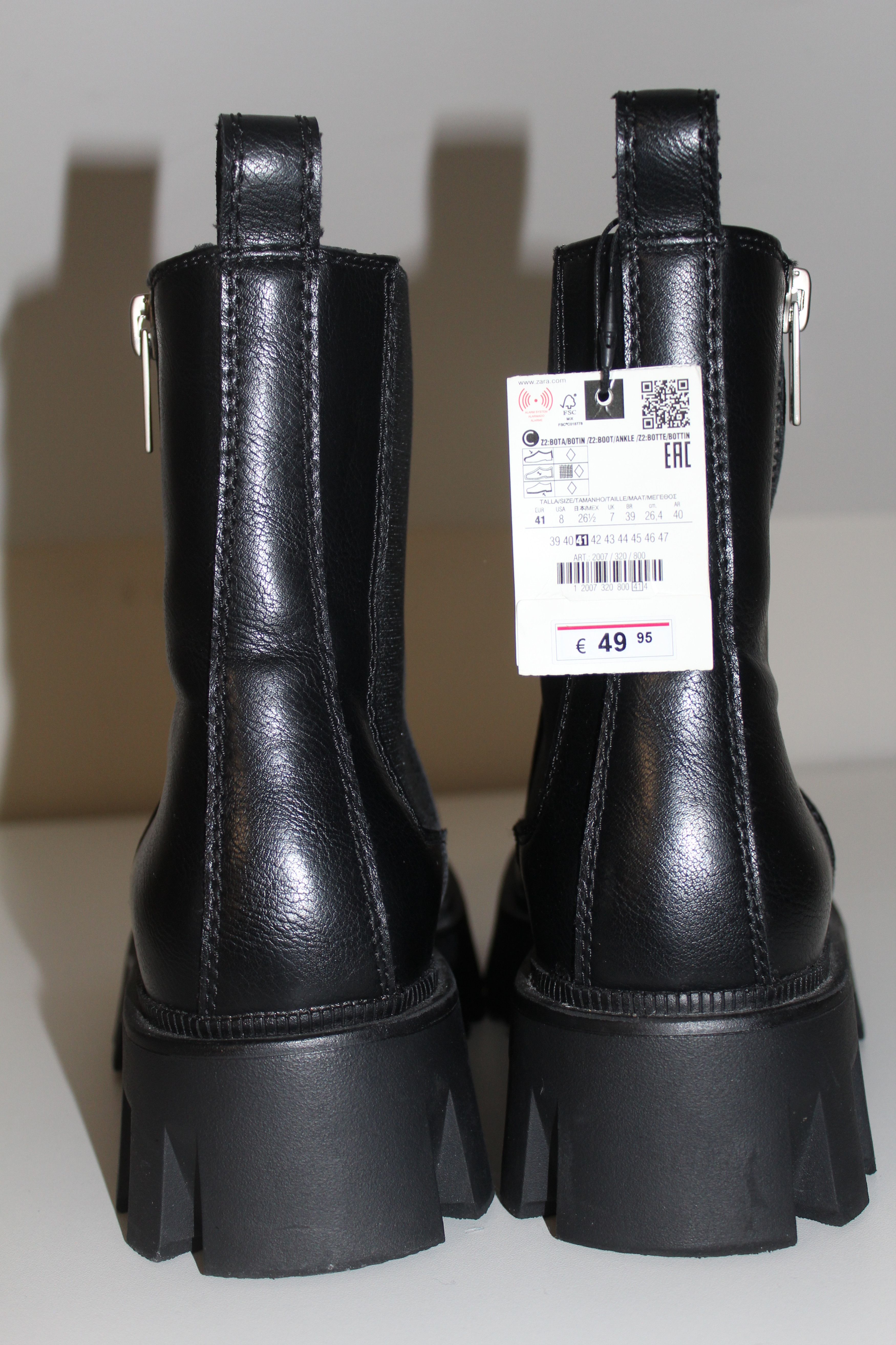 Zara Zara Black Lug Sole Chunky Chelsea Boots Ankle EU 41 10.5W Size US 10.5 / IT 40.5 - 4 Thumbnail
