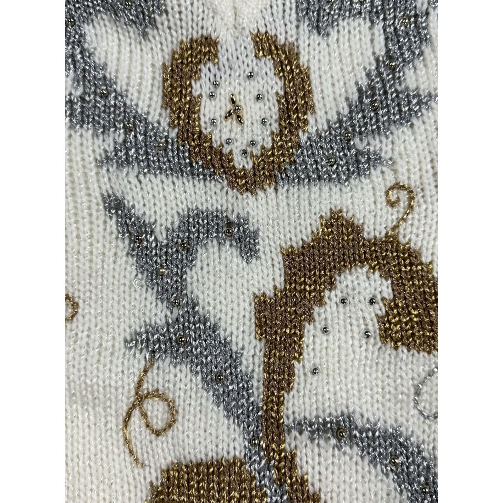 Vintage VINTAGE Jaclyn Smith Sweater Shirt Womens M White Beaded Embroidered 90s 80s Pullover V-Neck Size M / US 6-8 / IT 42-44 - 6 Thumbnail