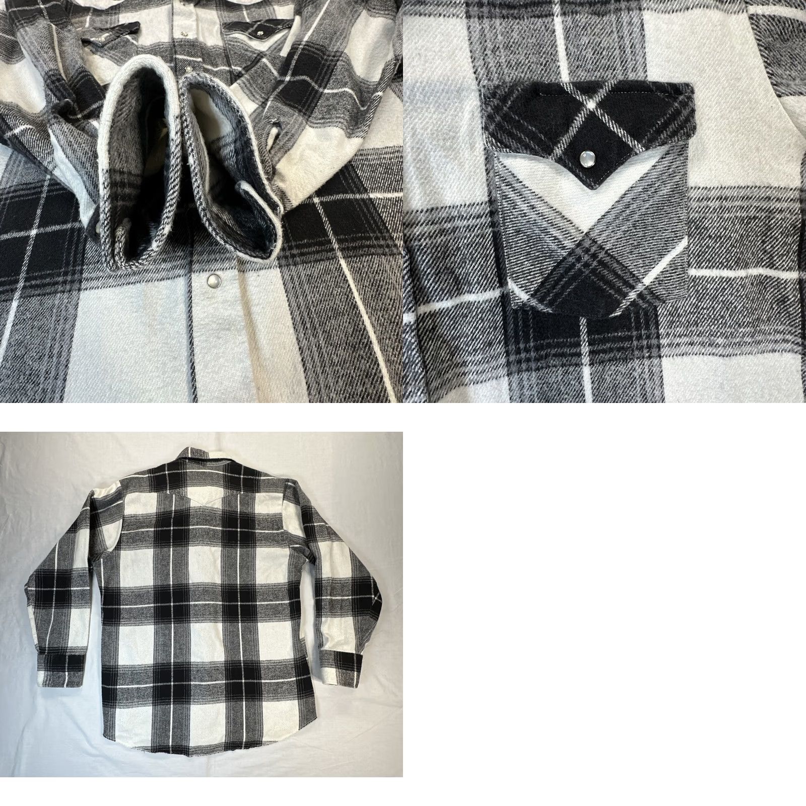 Vintage VINTAGE Ranch & Town Shirt Mens L Black & White Plaid Flannel Pearl Snap USA Western 80s 90s Size US L / EU 52-54 / 3 - 8 Thumbnail