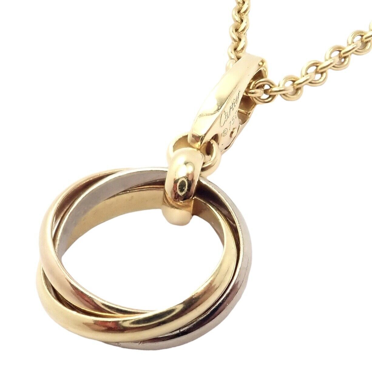 Cartier 18k Tricolor Gold Trinity Pendant Chain Necklace