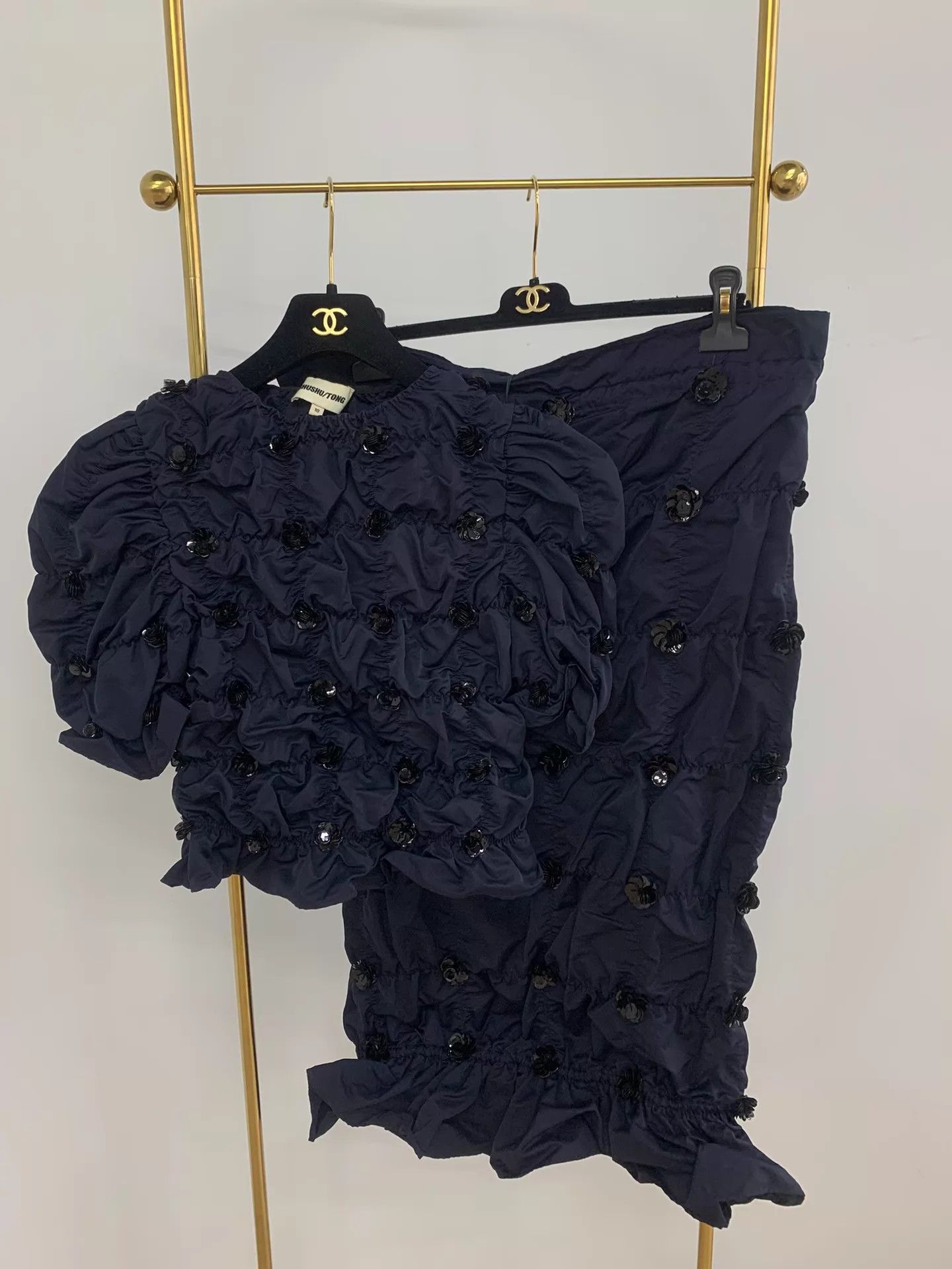 Other shushutong navy pleated sequin short set women's 10/8 new Size M / US 6-8 / IT 42-44 - 1 Thumbnail
