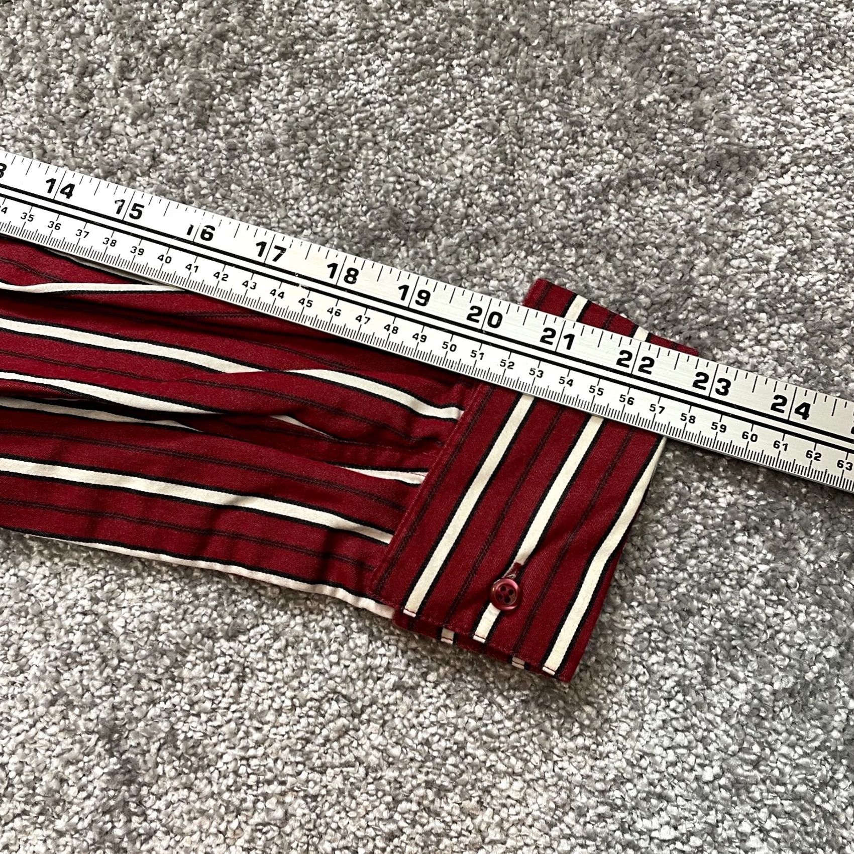 Vintage VINTAGE? No—[Original does not indicate vintage] Title: Casual Corner Annex Button Up Blouse Top Womens Medium Red Striped Long Sleeve Size M / US 6-8 / IT 42-44 - 5 Thumbnail