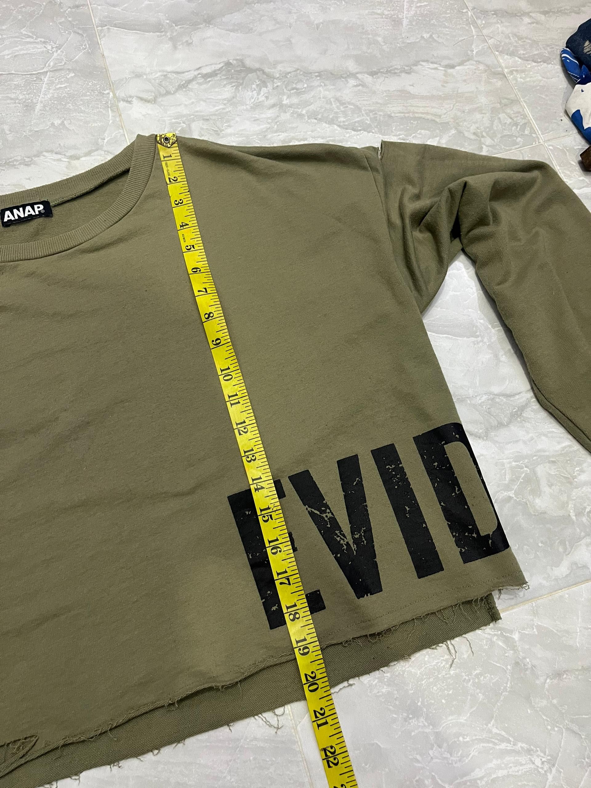 Japanese Brand ANAP Distressed Crop Sweatshirt Olive Japan Womens Size US M / EU 48-50 / 2 - 15 Thumbnail