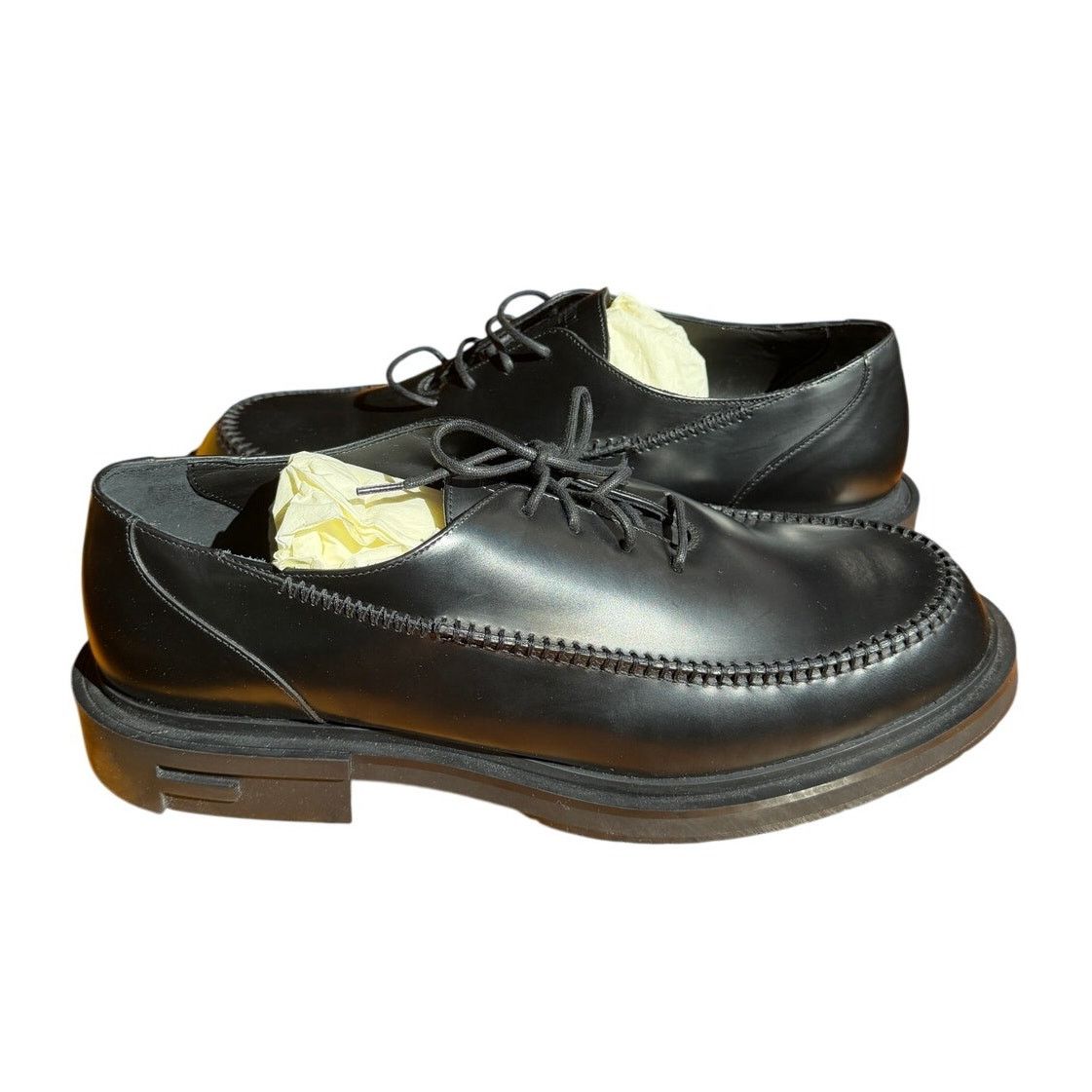 Fendi Fendi NWB Black Lace Up Calf Leather Dress Loafers Size US 11 / EU 44 - 3 Thumbnail