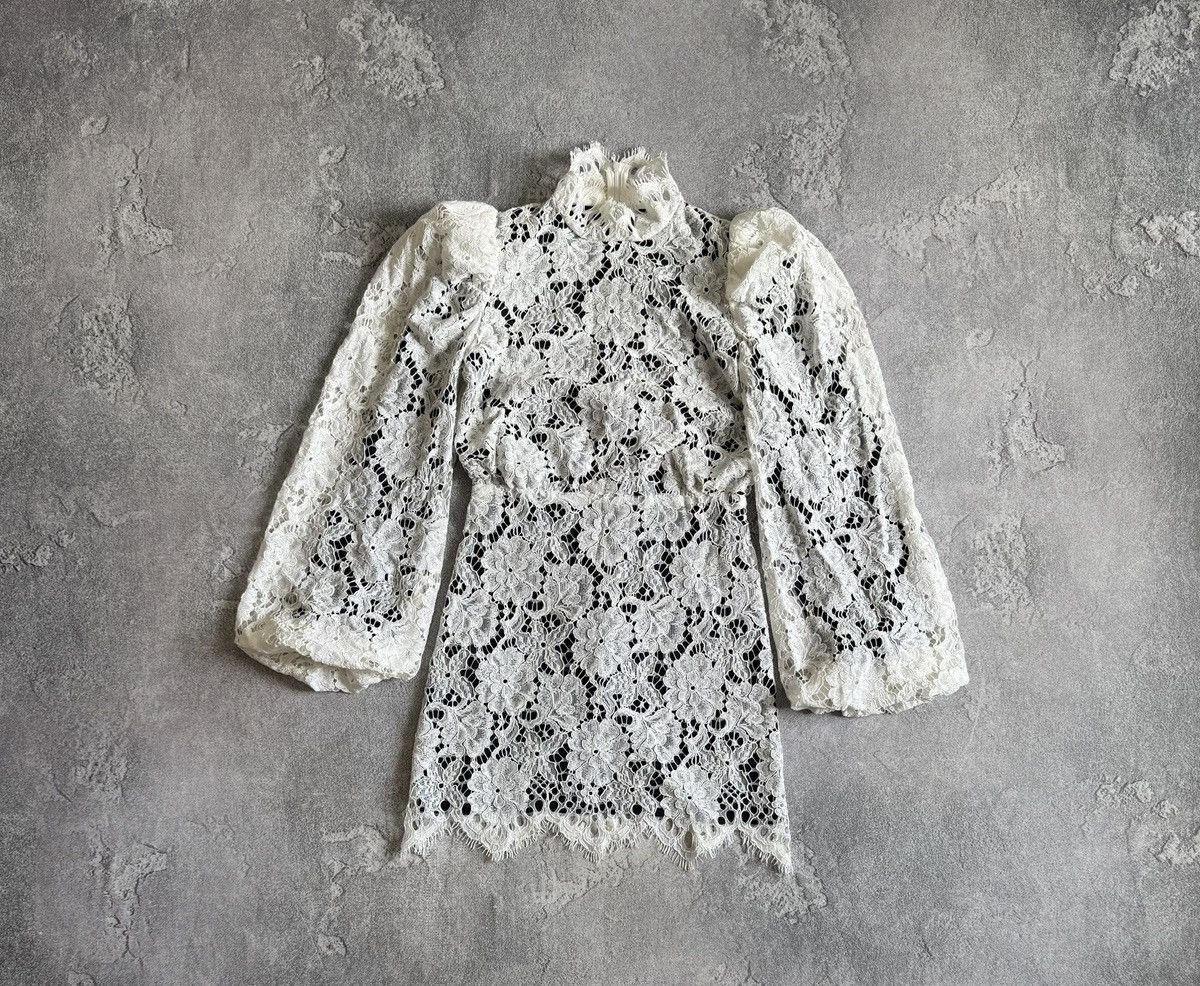Sandro Sandro 36 white lace mini dress 👗 puff long sleeve Size XS / US 0-2 / IT 36-38 - 6 Thumbnail