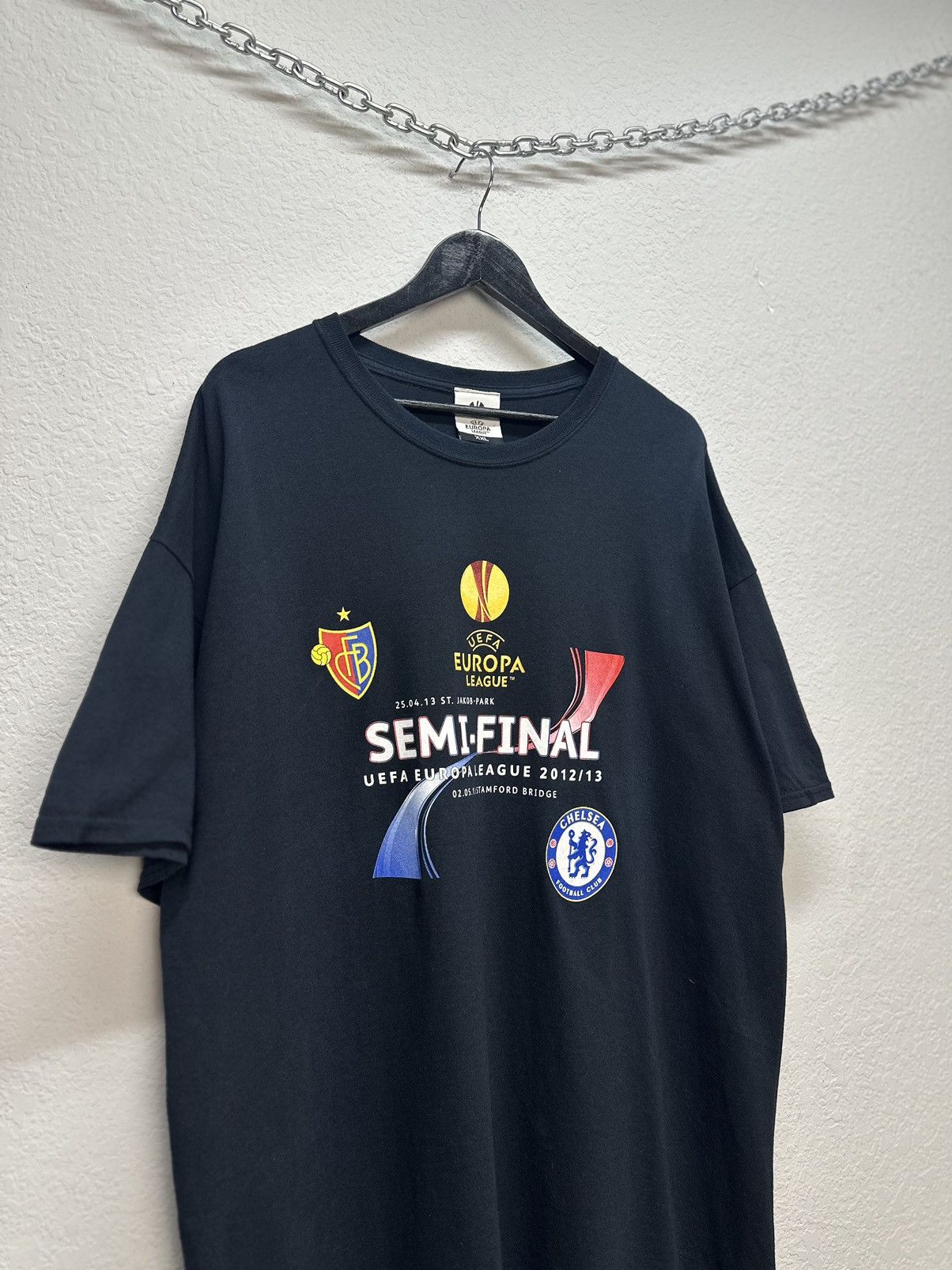 UEFA Vintage Jersey 2012/13 FINAL Chelsea Benfica t-shirt Basel Size US XXL / EU 58 / 5 - 4 Thumbnail