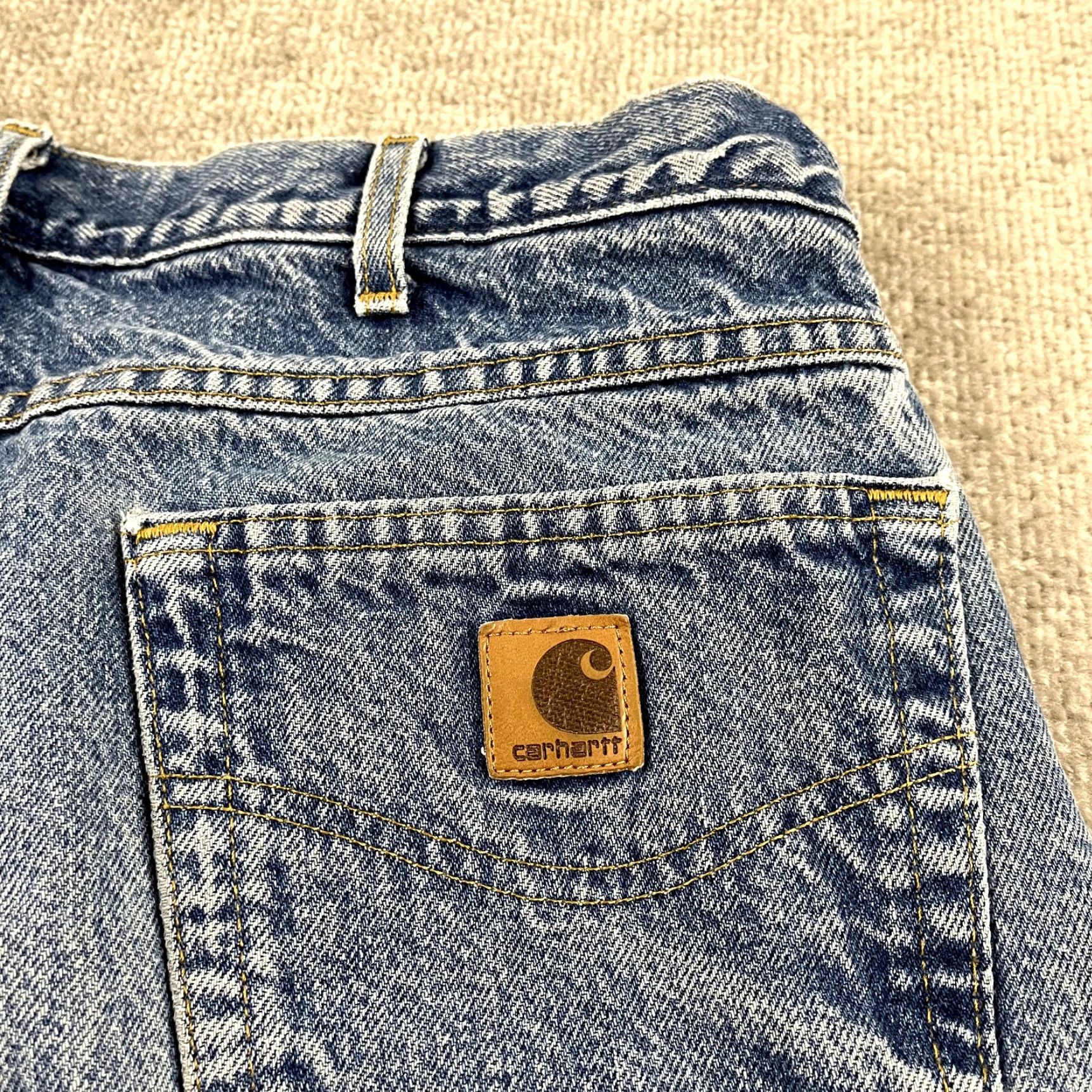 Carhartt Carhartt Jeans Denim Straight 34 x 32 Regular Mens Blue Mid Wash 2006 Vintage-Style Workwear Flannel Lined Felted Denim (5-Pocket) Aged Look Size US 34 / EU 50 - 3 Thumbnail