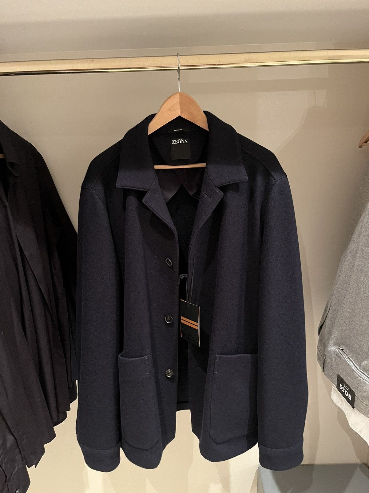 Z Zegna Zegna Wool & Cashmere Alpe Chore Jacket Navy Blue New+Tags Size US XL / EU 56 / 4 - 1 Thumbnail