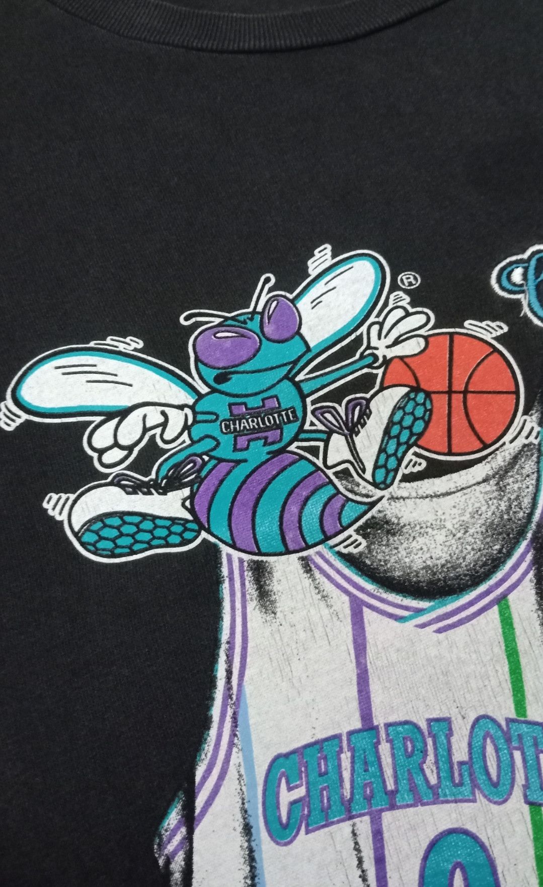 NBA Vintage 90s NBA Charlotte Hornets T-shirt Size US L / EU 52-54 / 3 - 7 Thumbnail